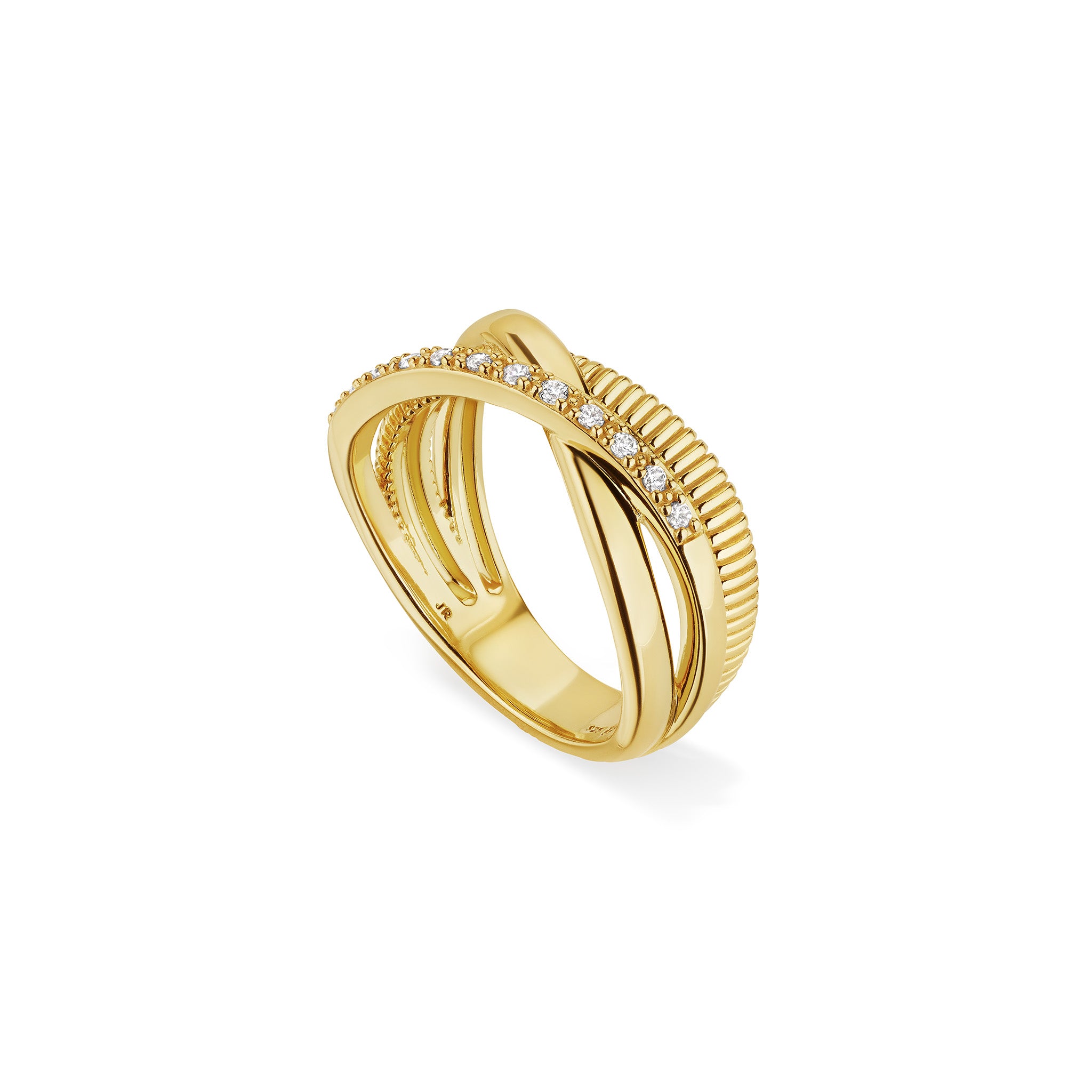 Eternity Three Band Highway Ring with Diamonds in 18K