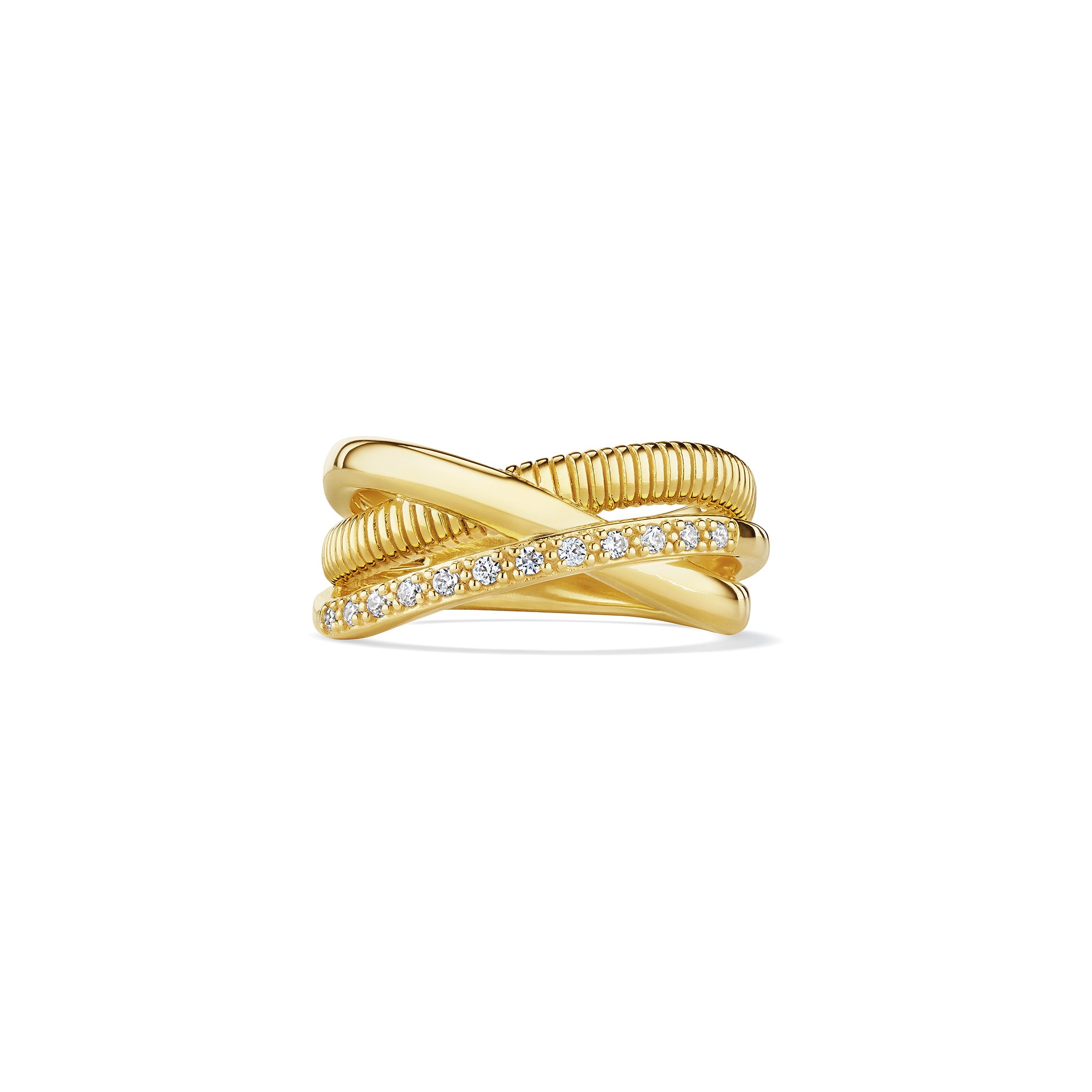 Eternity Three Band Highway Ring With Diamonds In 18K