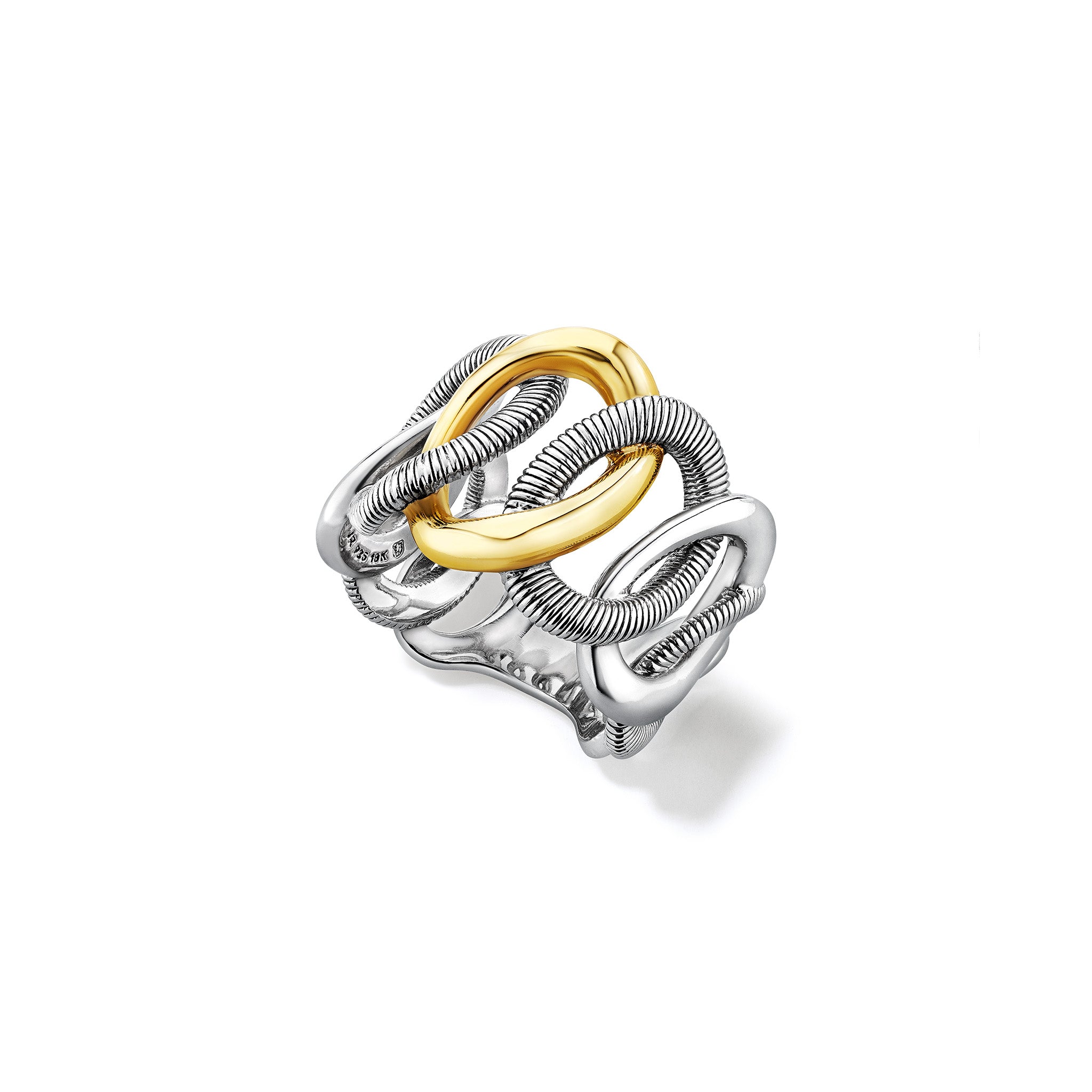 Eternity Interlocking Link Band Ring with 18K Gold