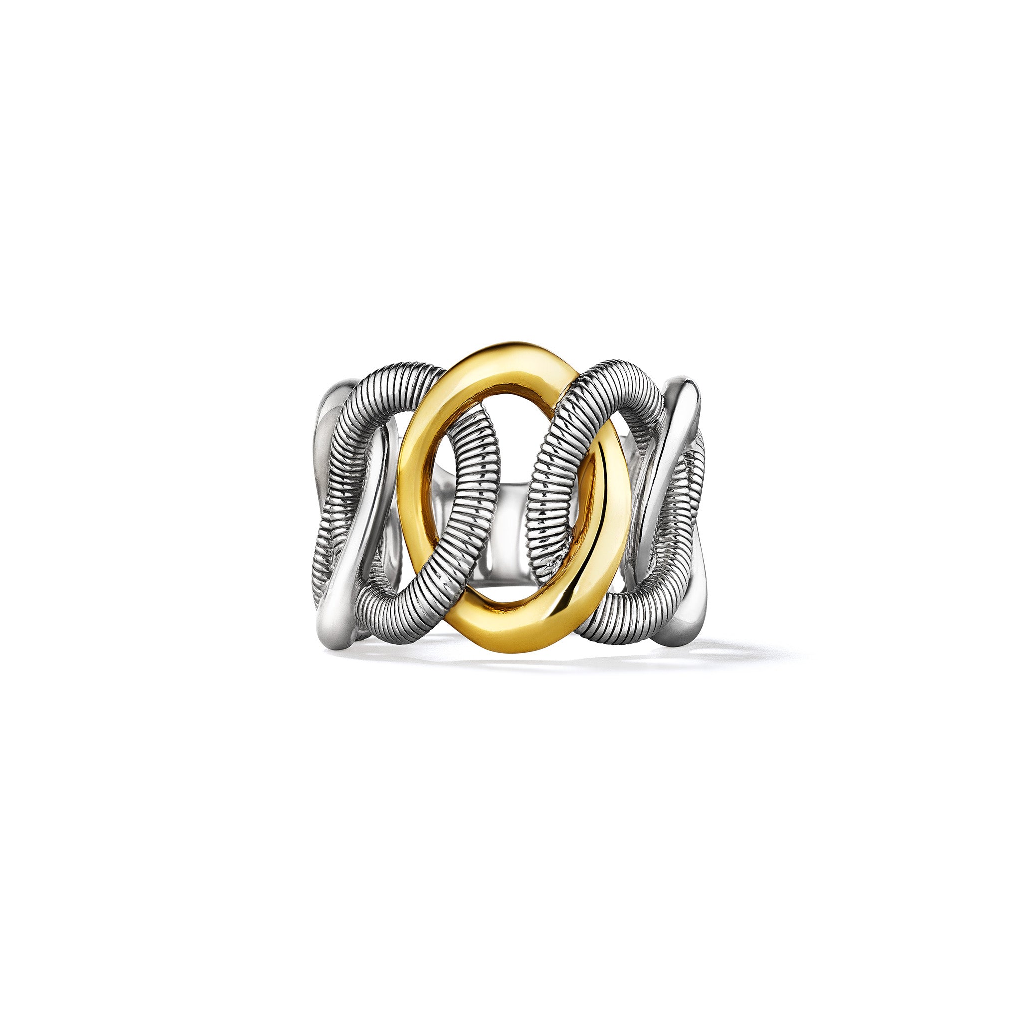 Eternity Interlocking Link Band Ring With 18K Gold