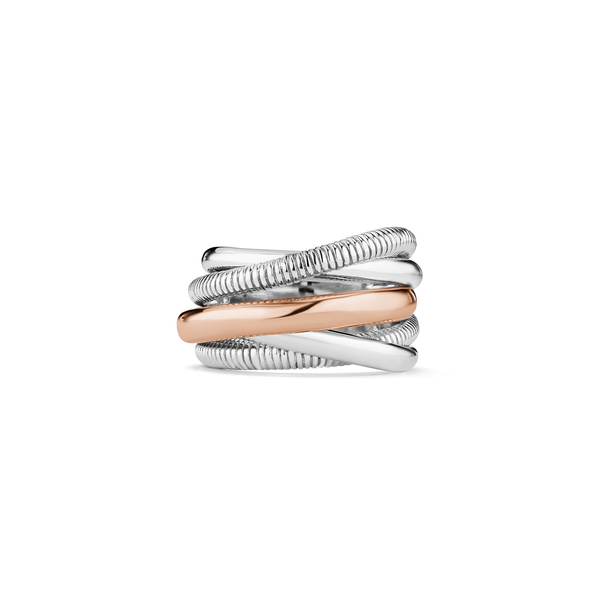 Eternity Five Band Highway Ring With 18K Rose Gold