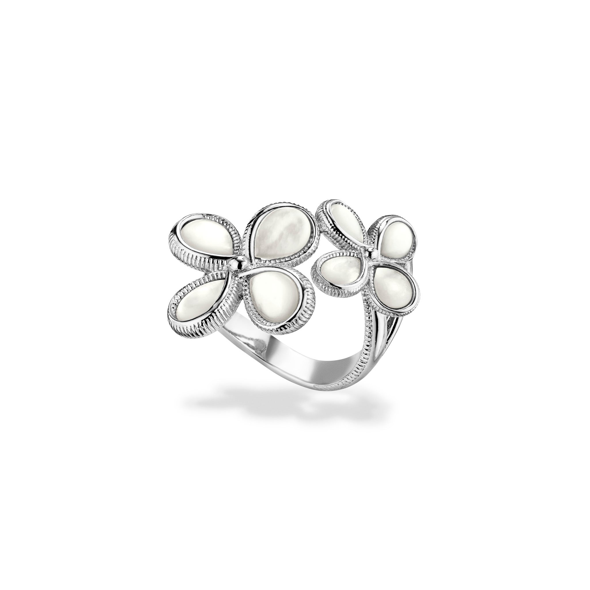 Jardin Double Flower Ring With Mother of Pearl