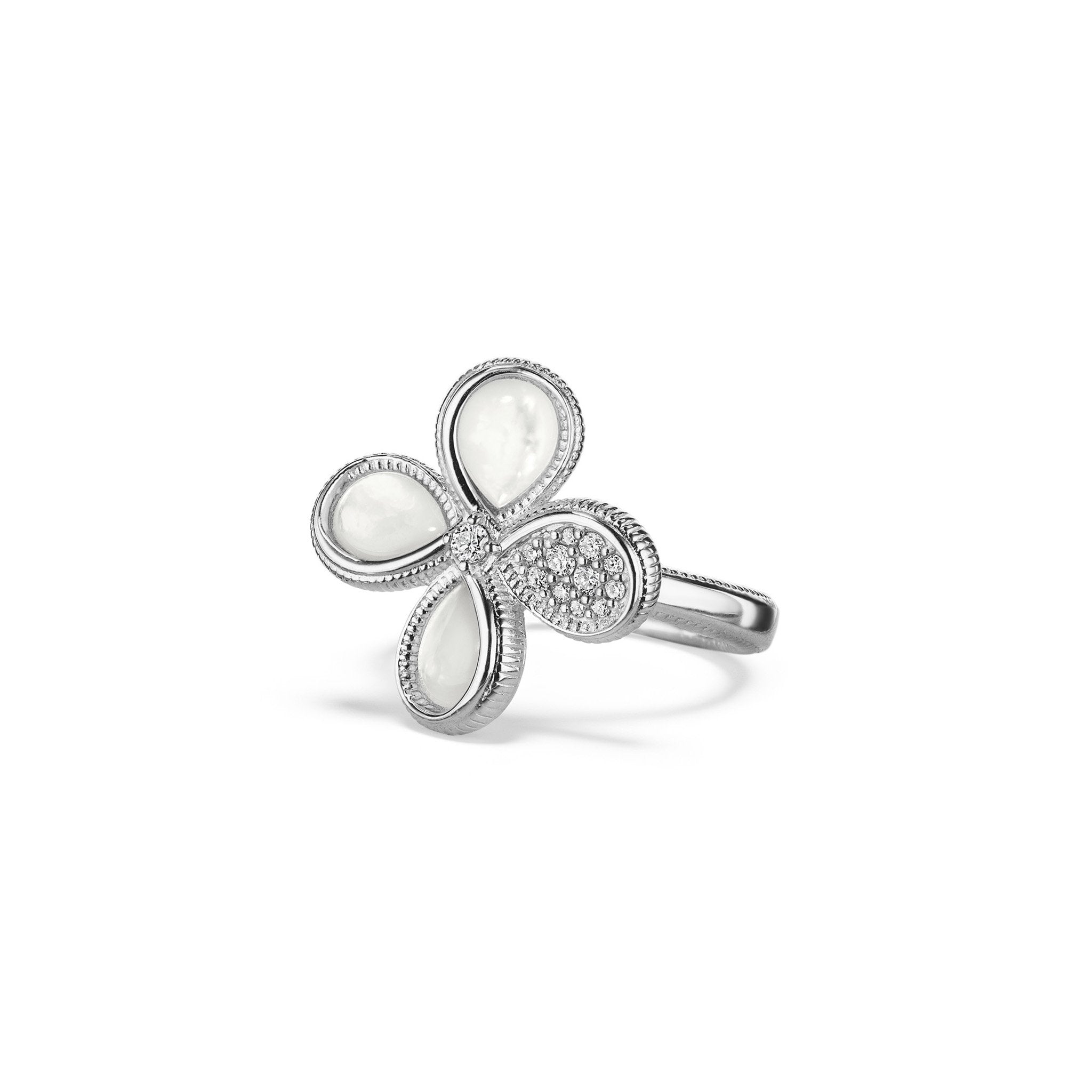 Jardin Flower Ring with Mother of Pearl and Diamonds