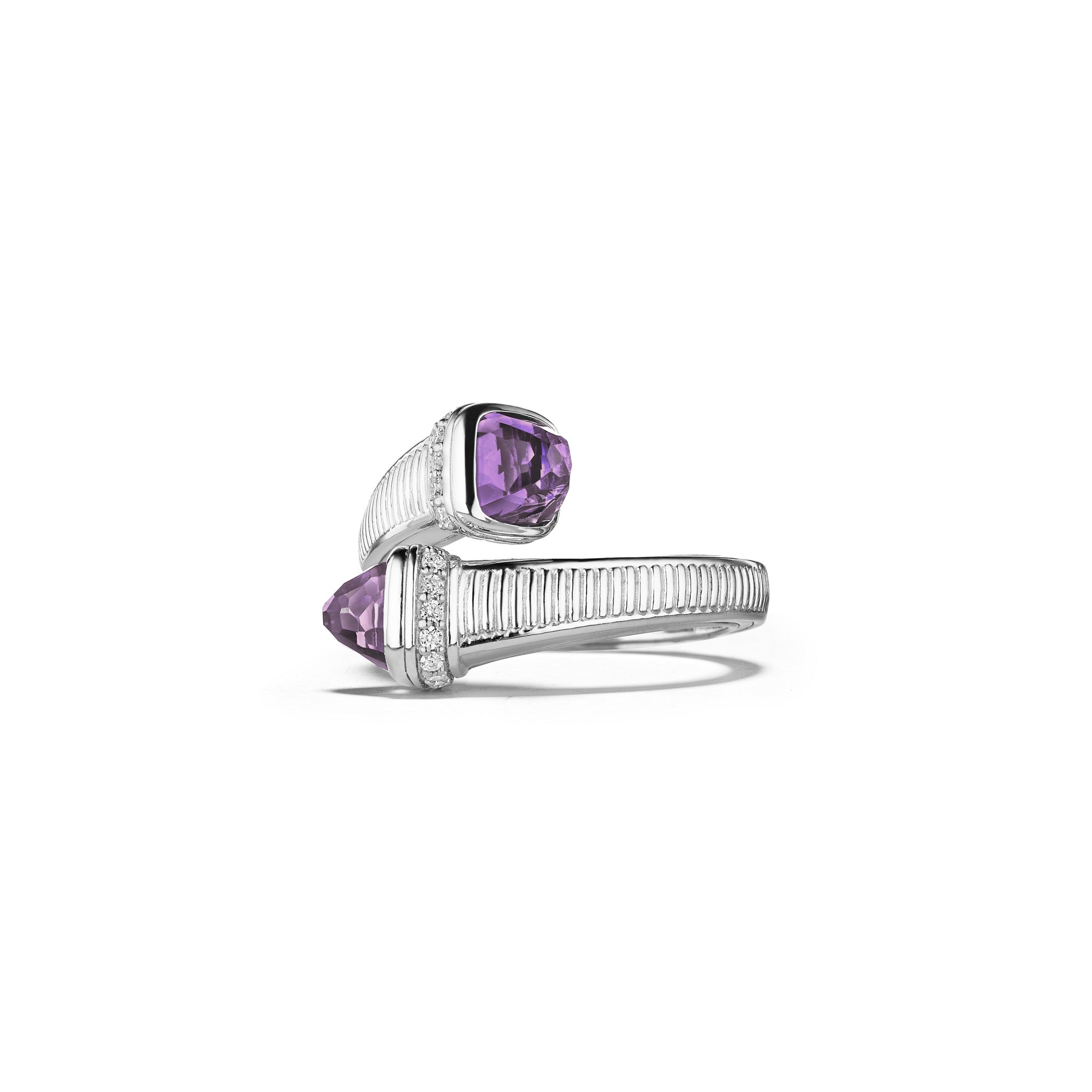 Cassandre Bypass Ring with Amethyst and Cultured Diamonds