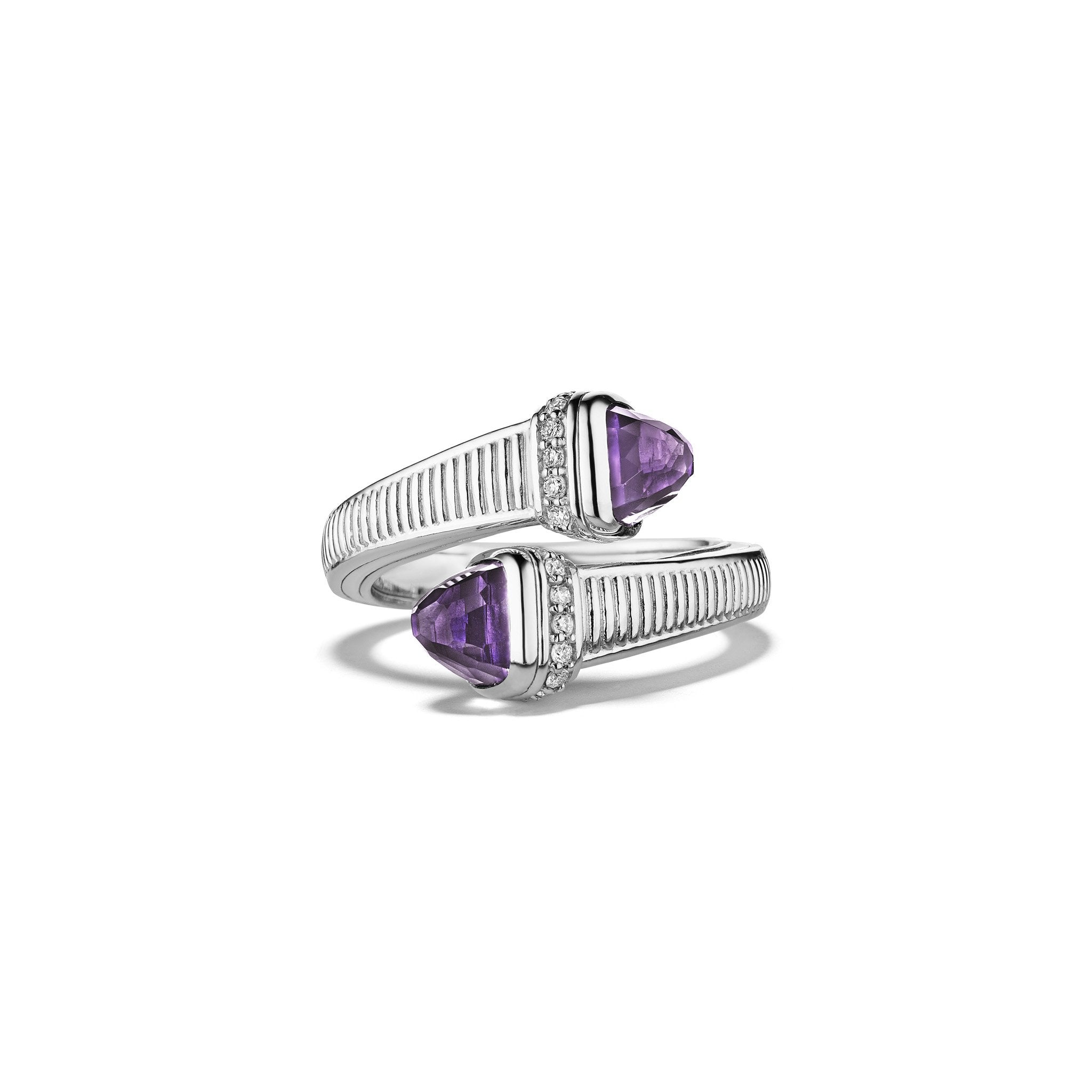 Cassandre Bypass Ring With Amethyst And Diamonds