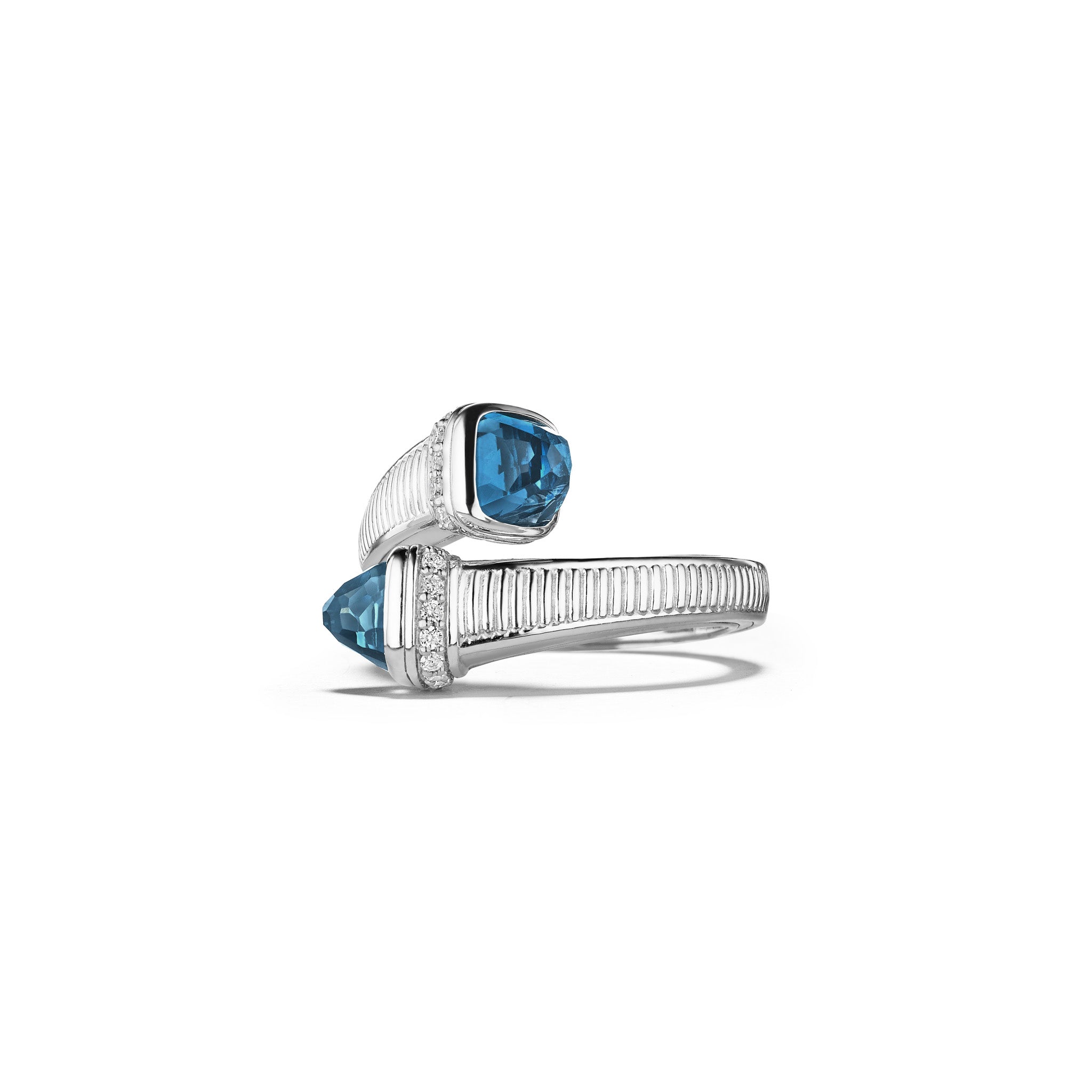 Cassandre Bypass Ring with London Blue Topaz and Cultured Diamonds