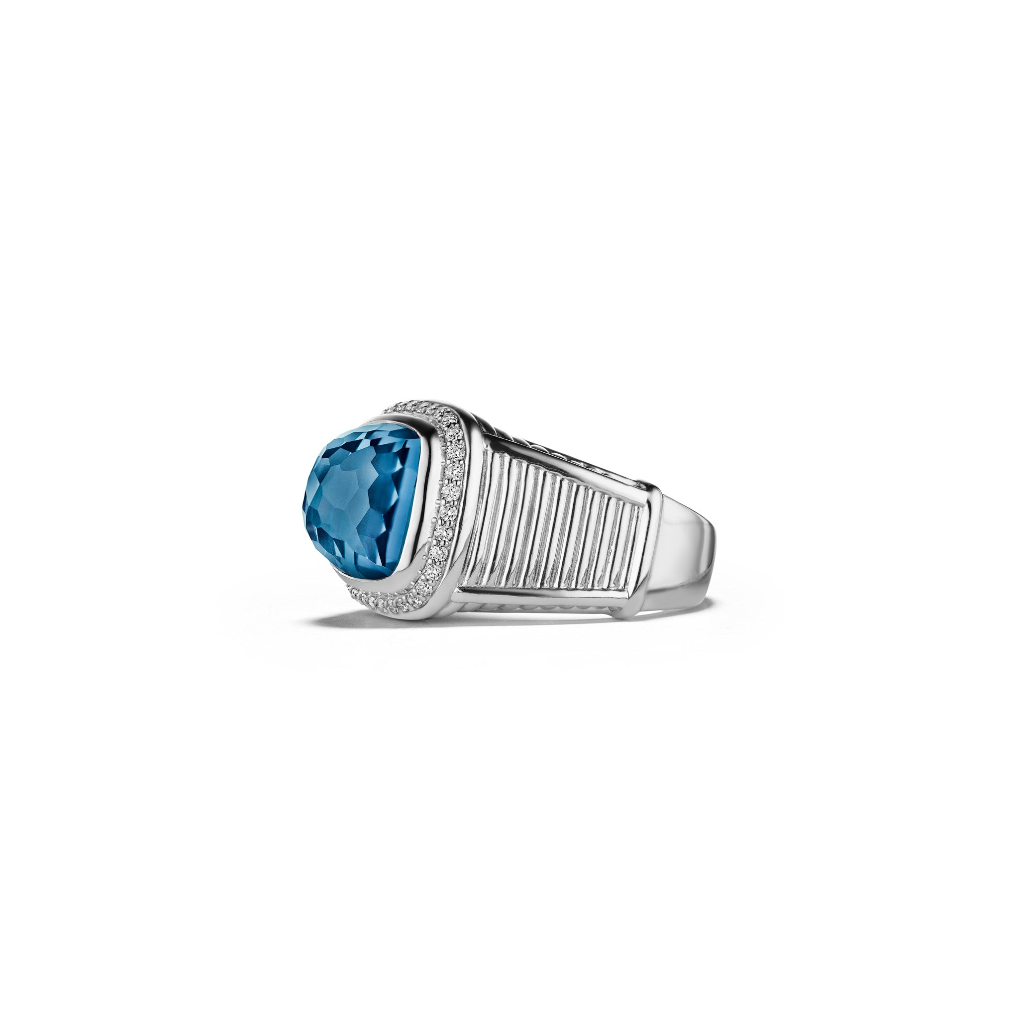 Cassandre Ring with London Blue Topaz and Cultured Diamonds