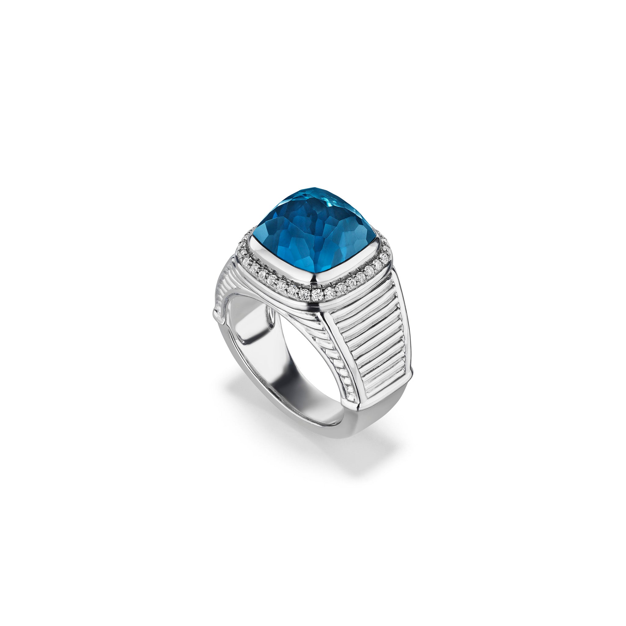 Cassandre Ring with London Blue Topaz and Cultured Diamonds
