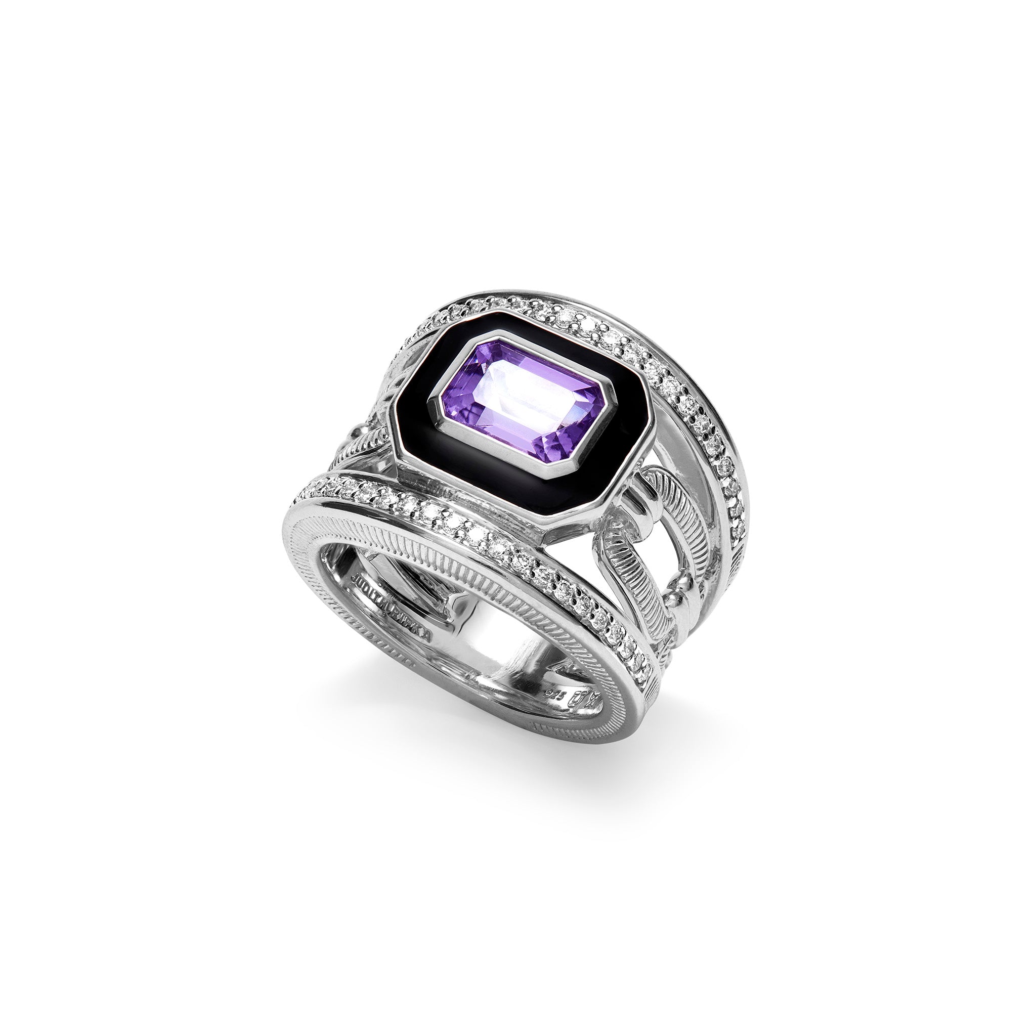 Adrienne Band Ring with Enamel, Amethyst and Diamonds