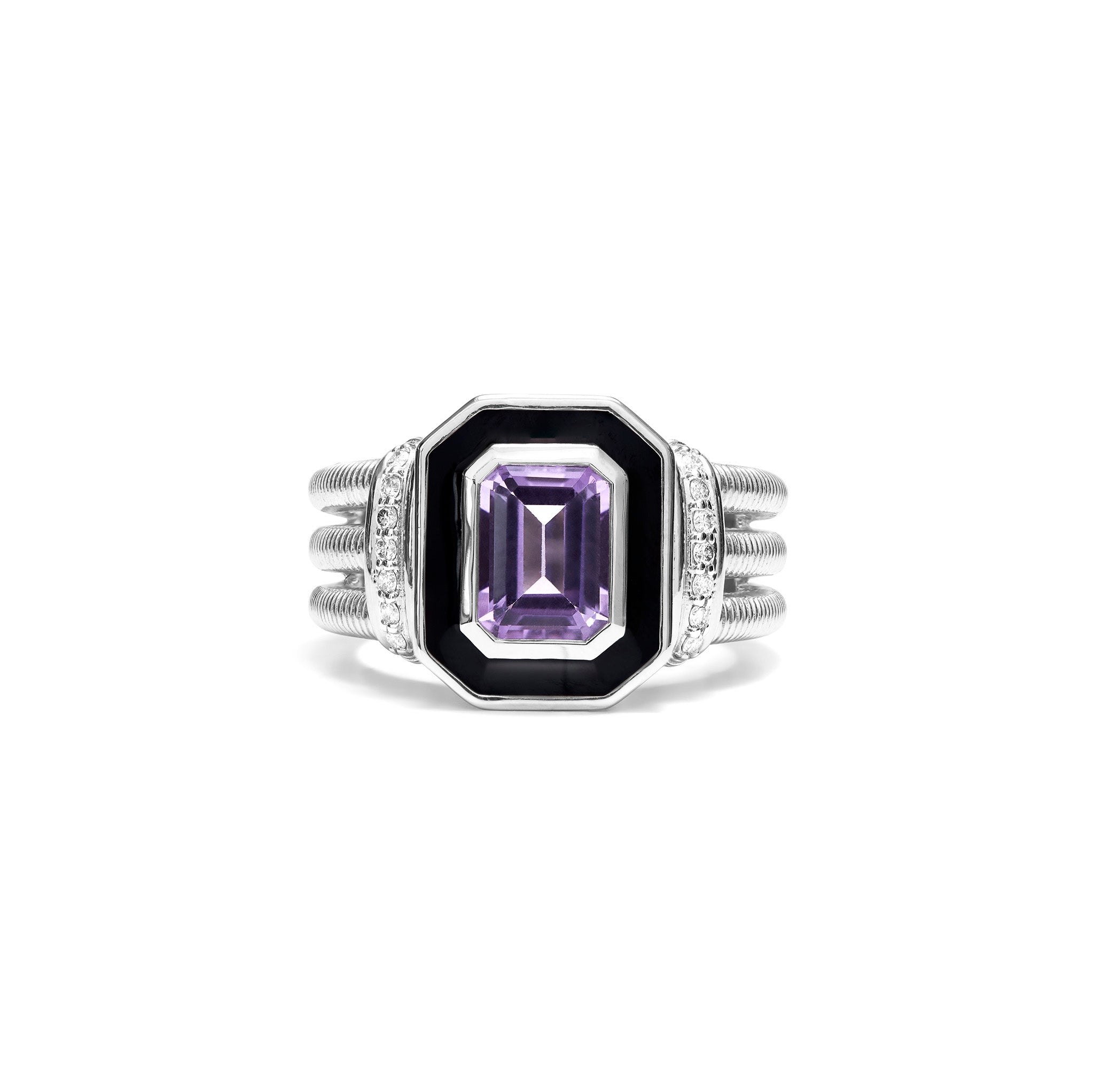 Adrienne Ring with Enamel, Amethyst and Diamonds