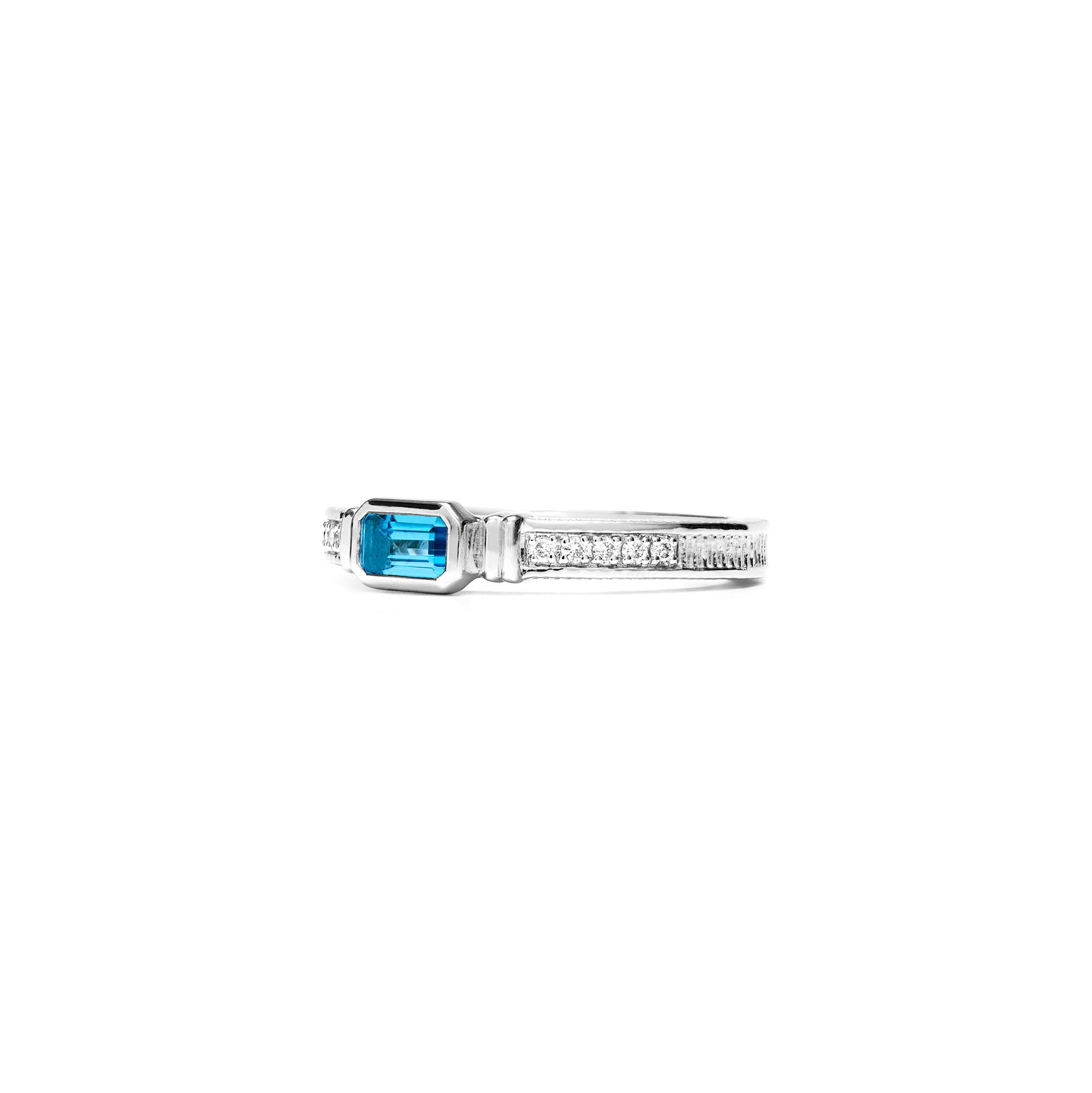 Adrienne Stack Ring with Swiss Blue Topaz and Diamonds