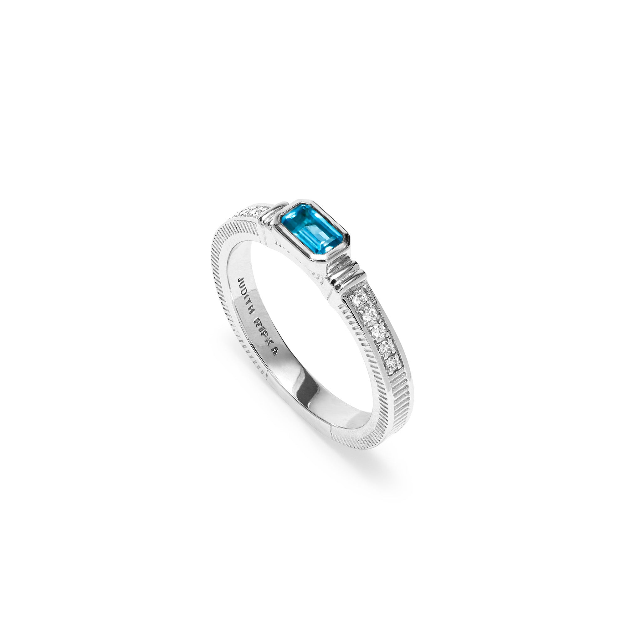 Adrienne Stack Ring with Swiss Blue Topaz and Diamonds
