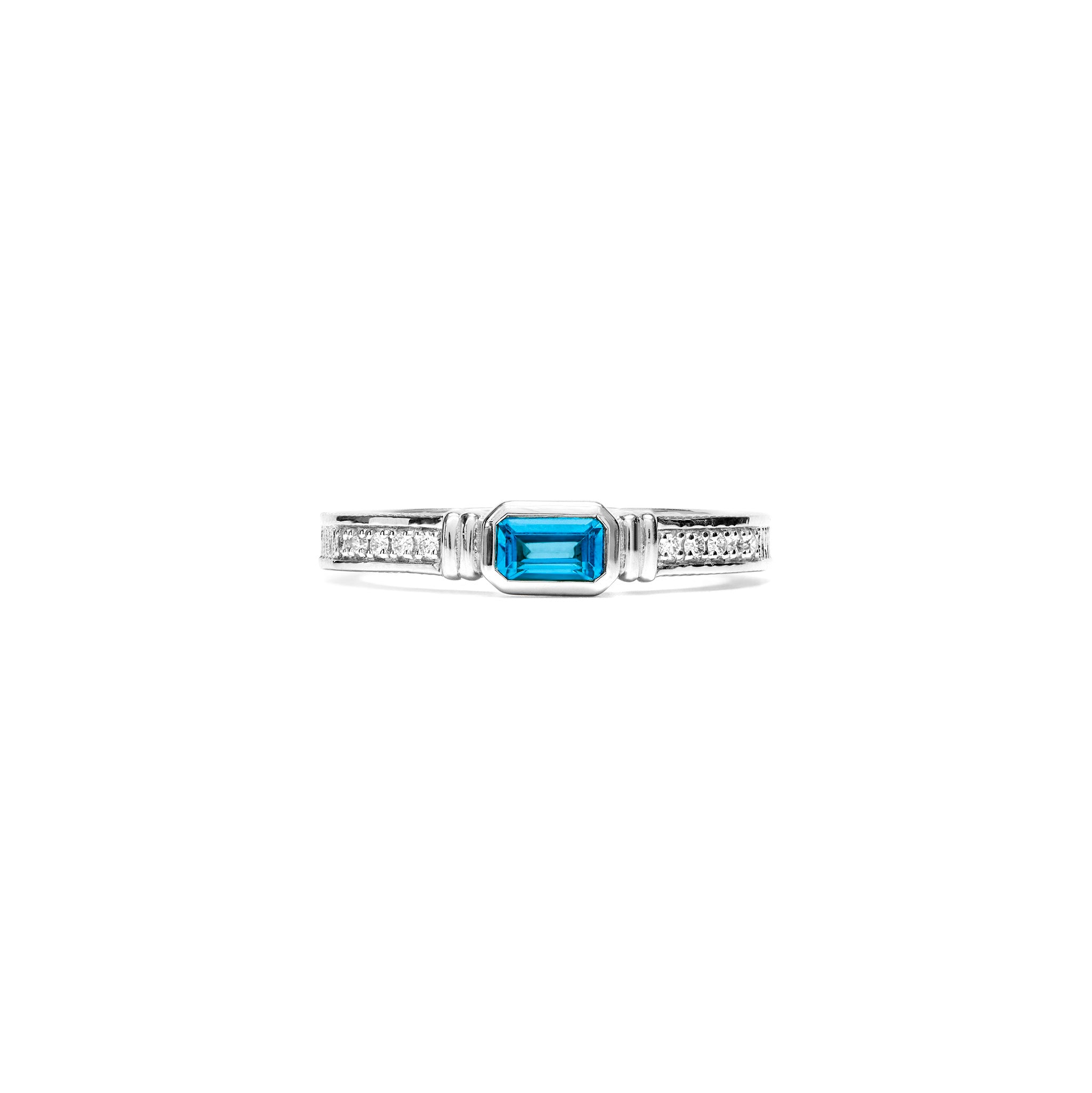 Adrienne Stack Ring With Swiss Blue Topaz And Diamonds