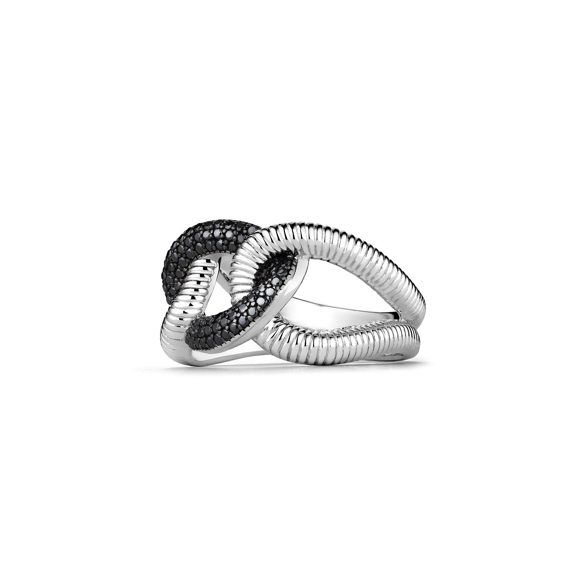 Eternity Interlocking Link Ring with Black Spinel