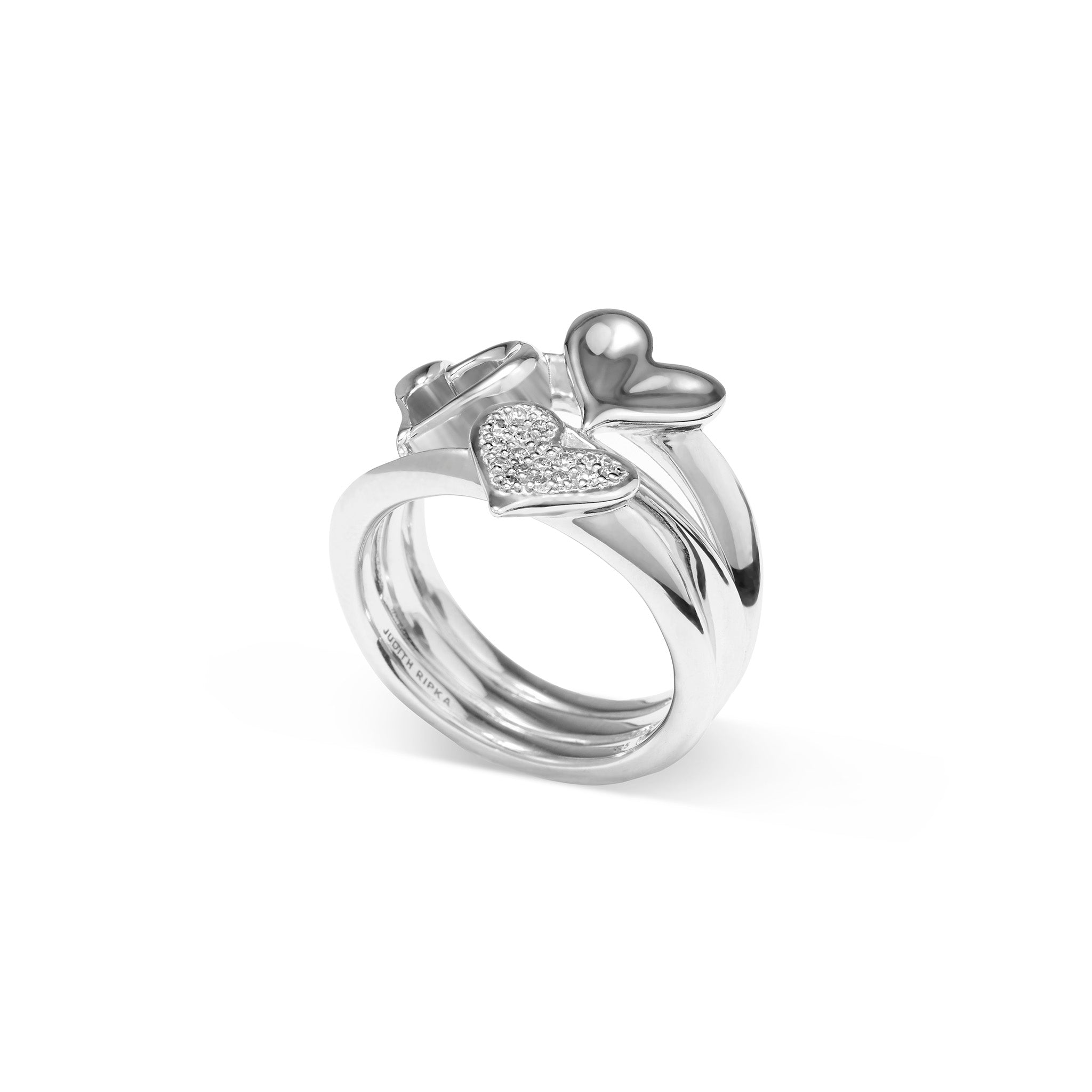 Eros Triple Heart Ring with Diamonds