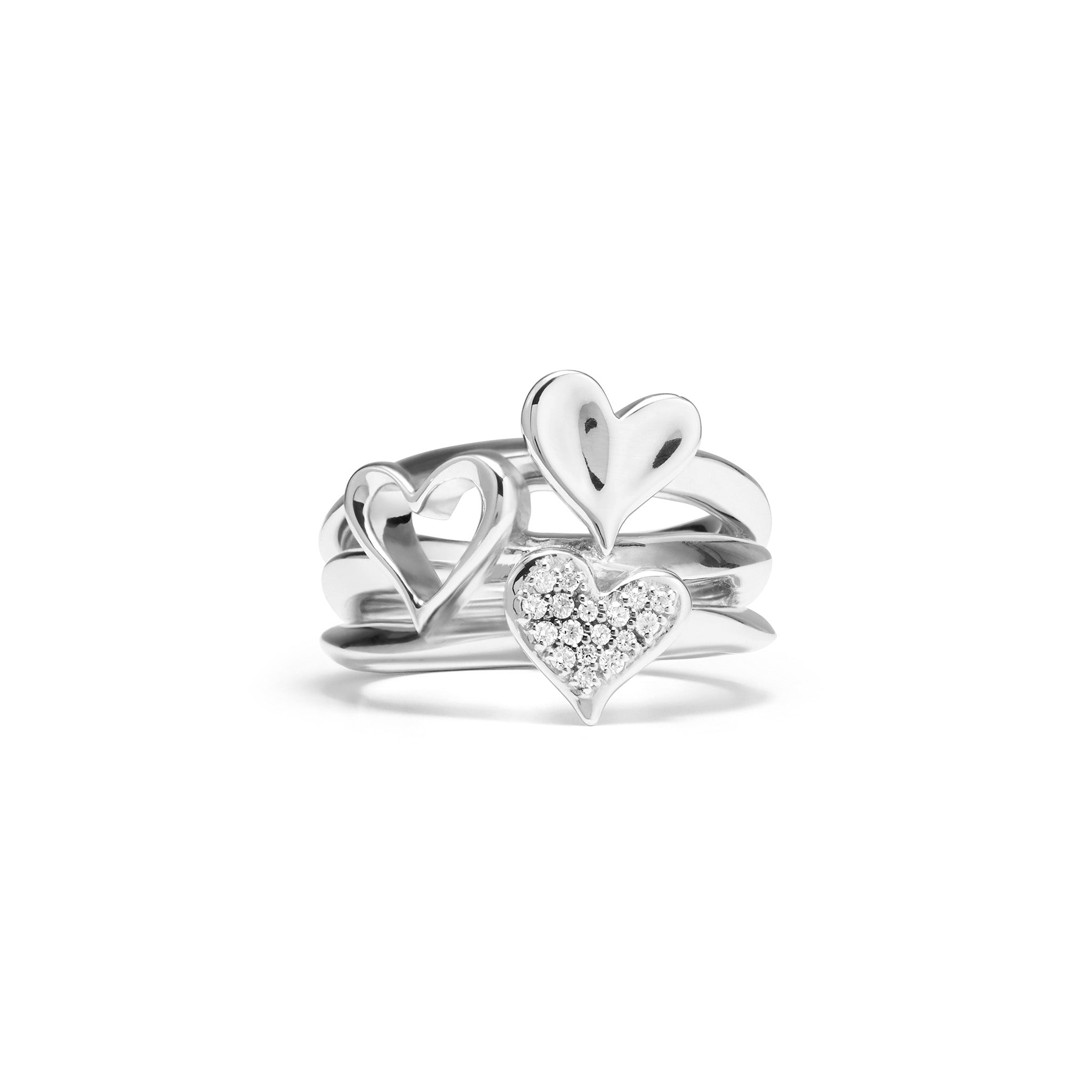Eros Triple Heart Ring With Diamonds