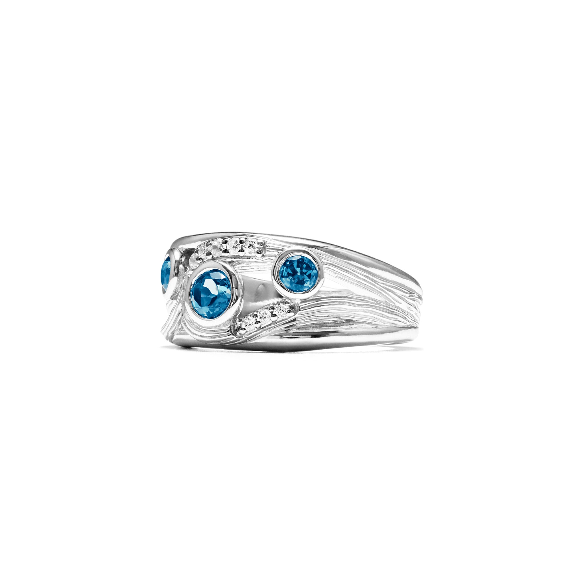 Santorini Band Ring with London Blue Topaz and Diamonds