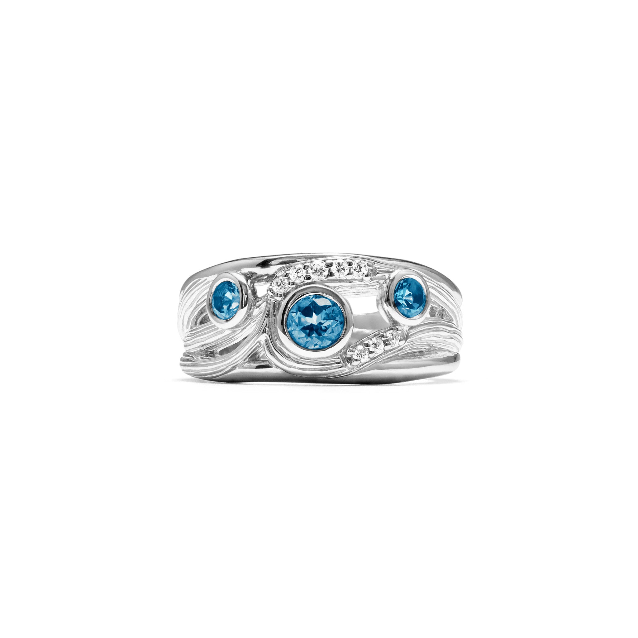 Santorini Band Ring With London Blue Topaz And Diamonds
