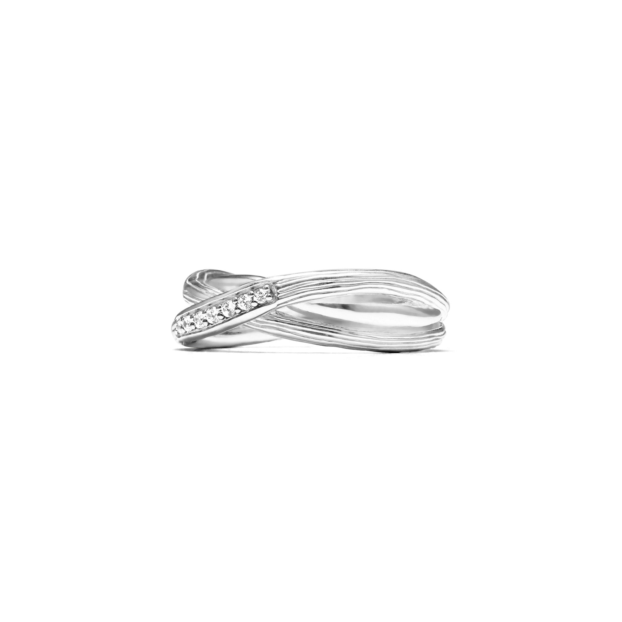 Santorini Crossover Ring with Diamonds