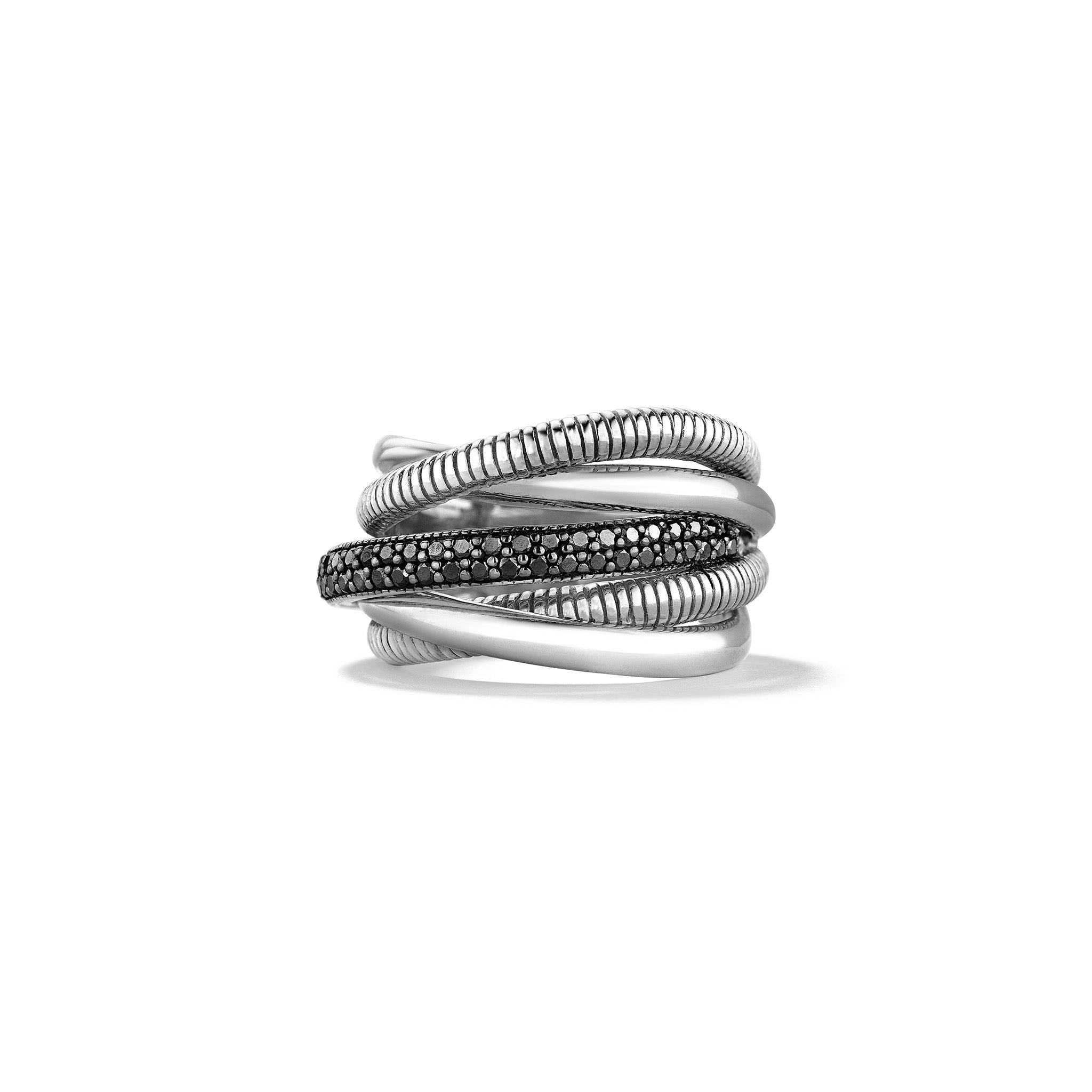 Eternity Five Band Highway Ring with Black Spinel