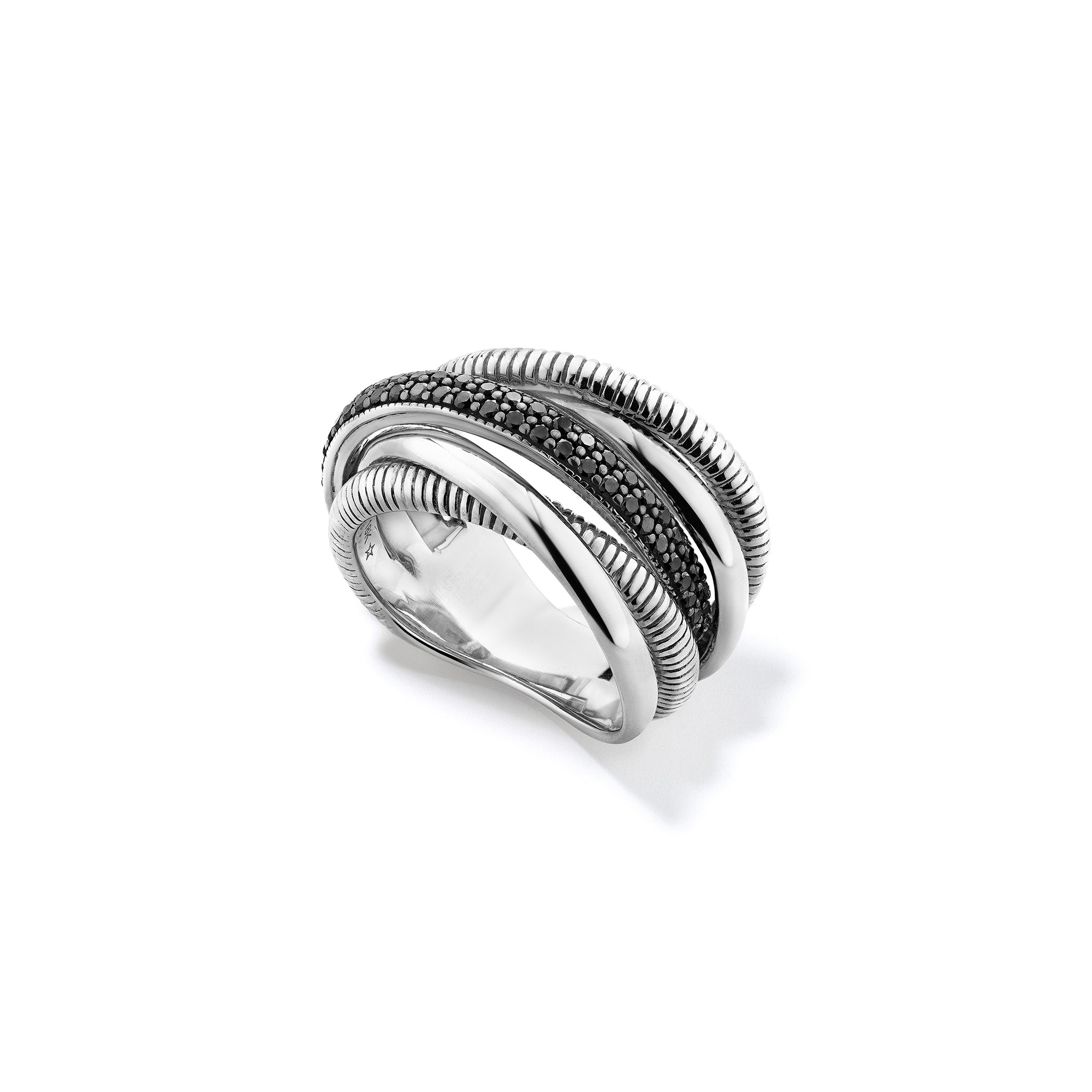 Eternity Five Band Highway Ring with Black Spinel