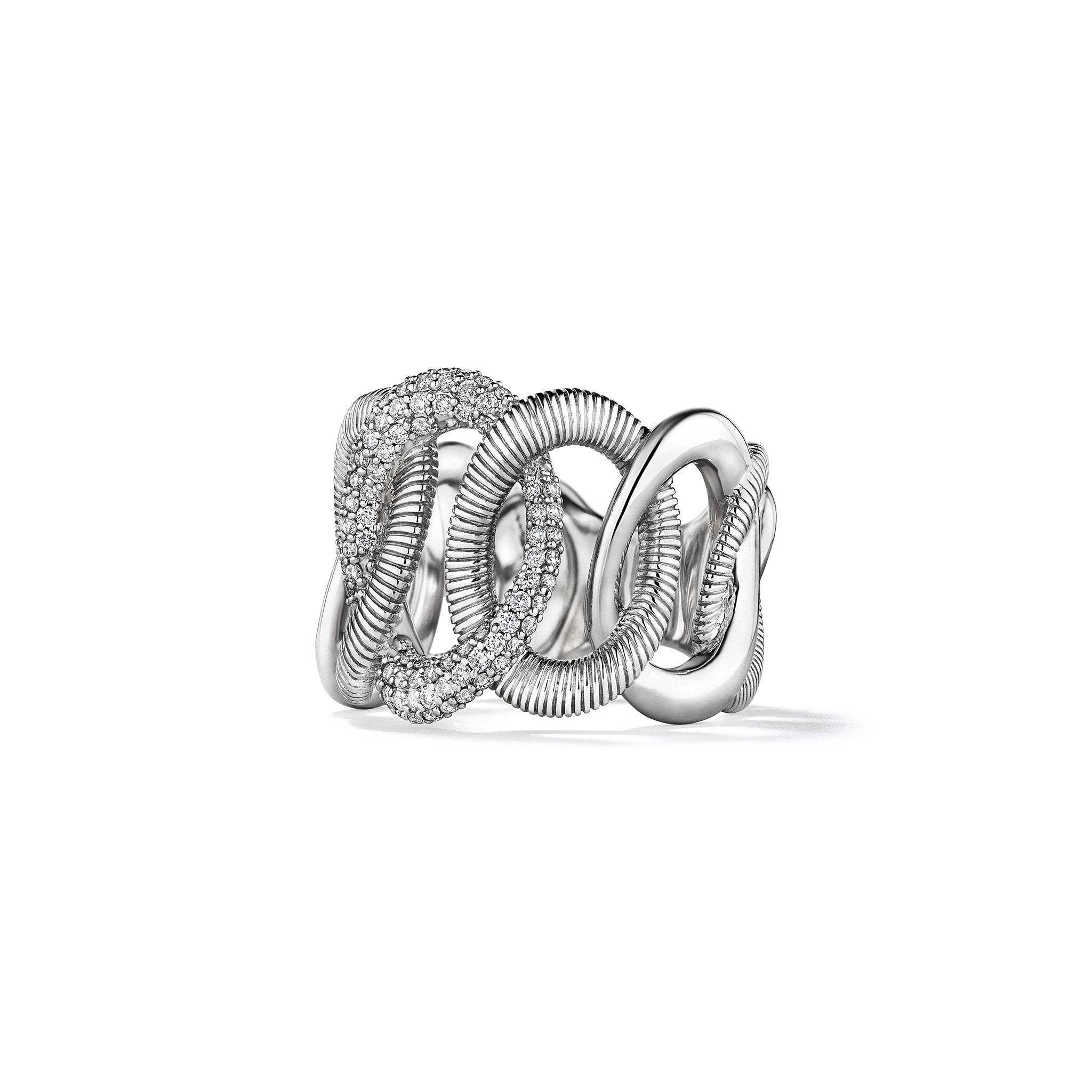 Eternity Interlocking Link Band Ring with Diamonds