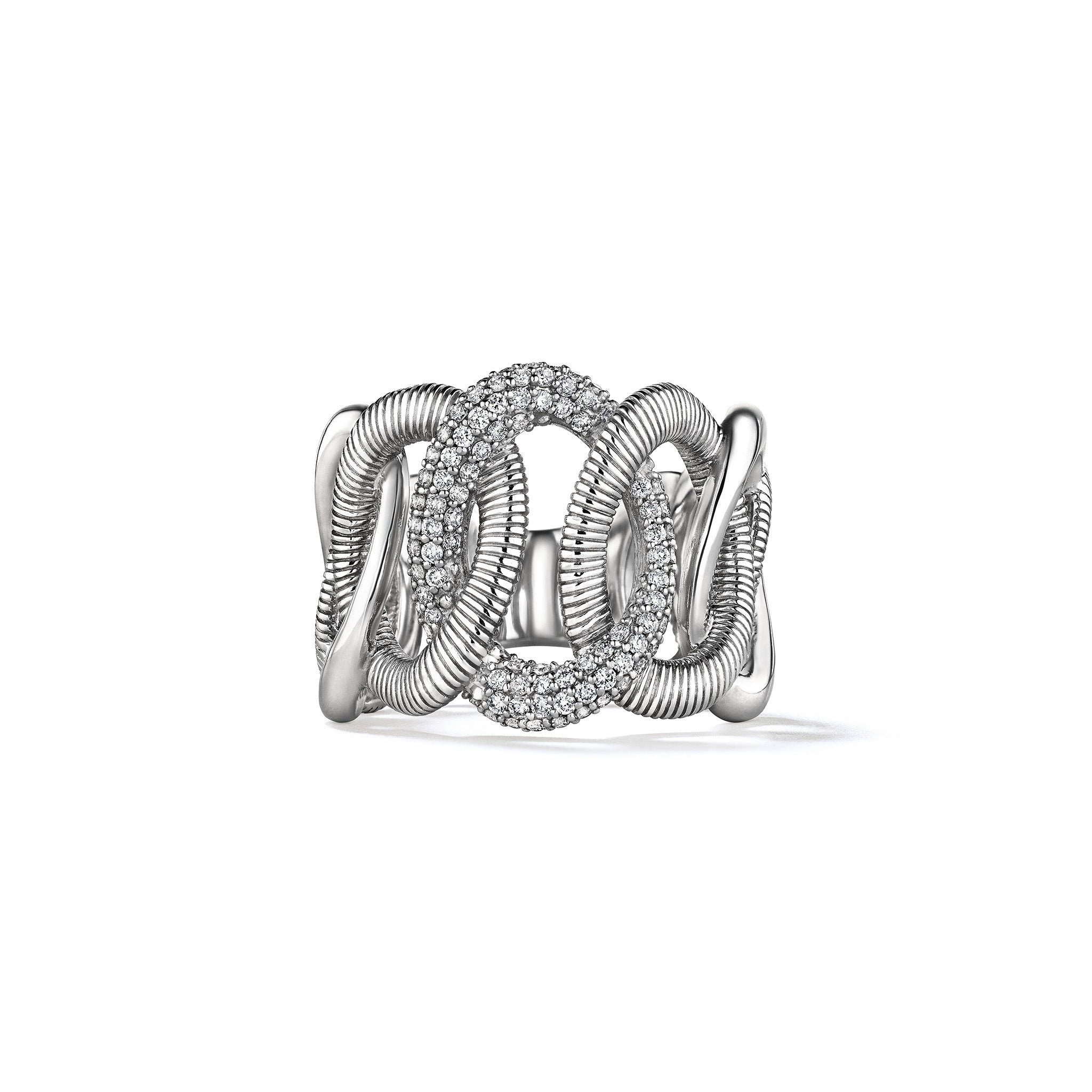 Eternity Interlocking Link Band Ring With Diamonds