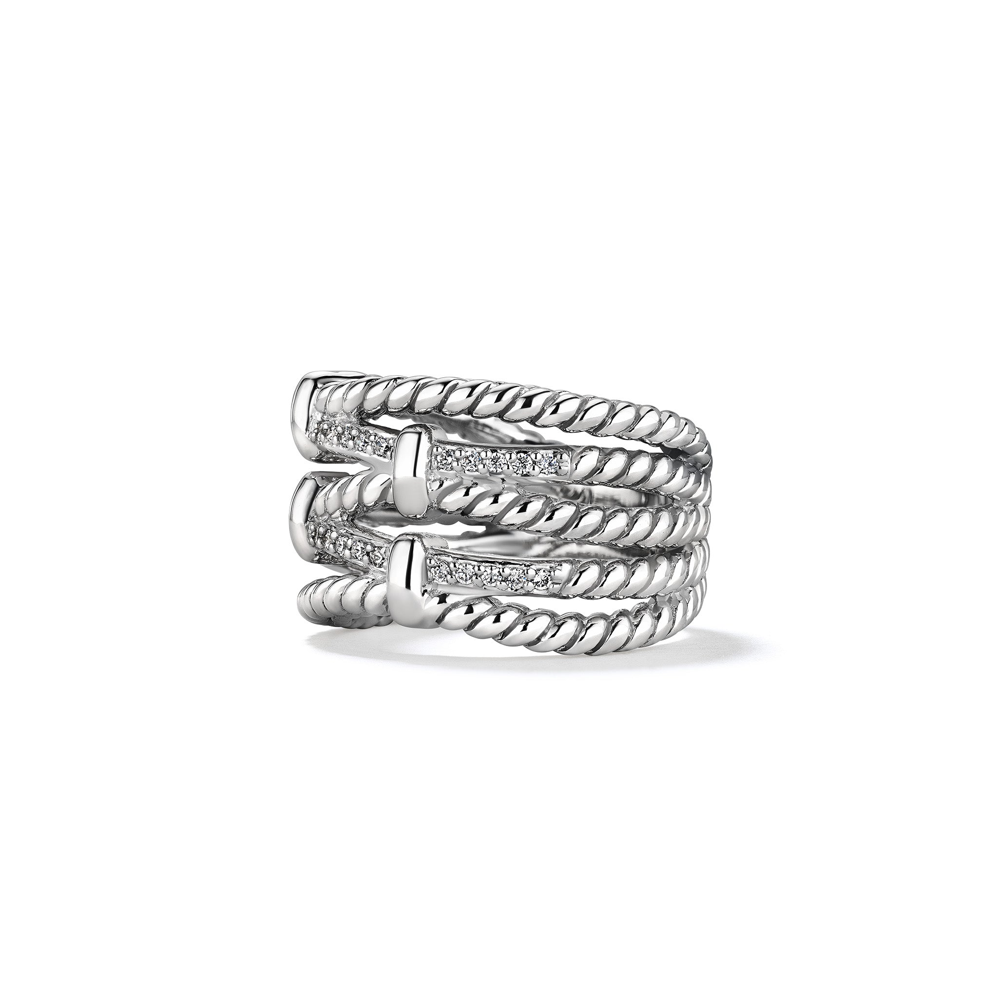 Isola Crossover Band Ring with Diamonds