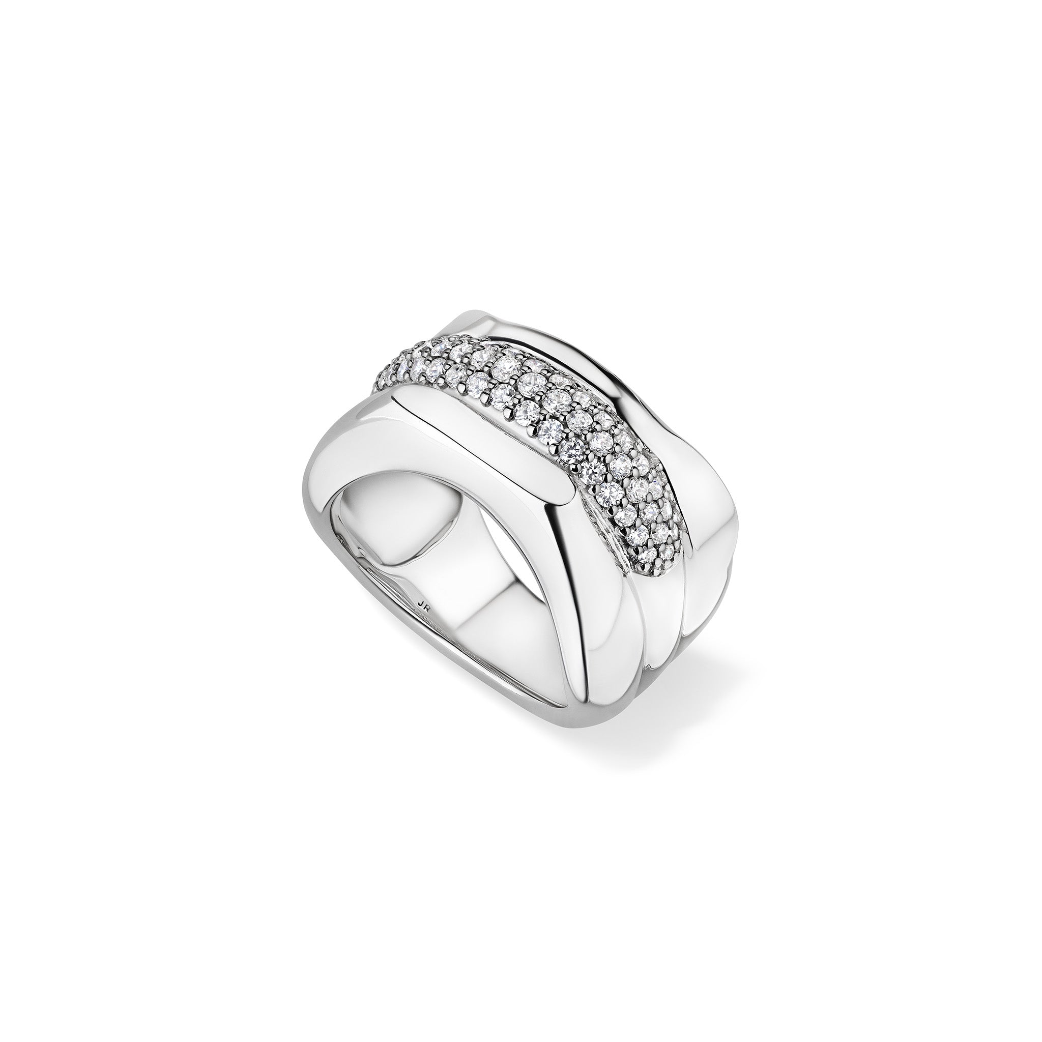 Gaia Wide Band Ring with Diamonds