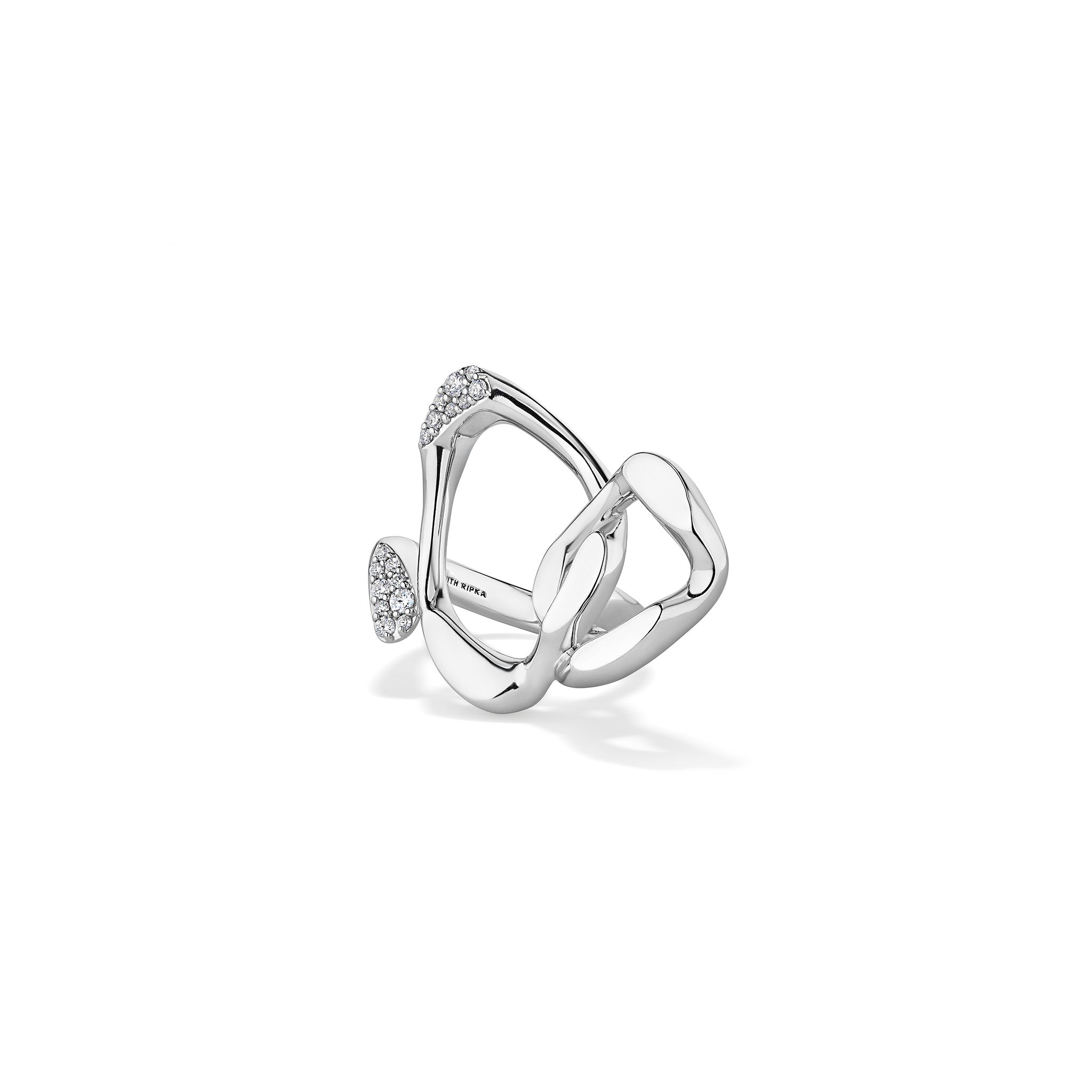 Gaia Two-Finger Ring with Diamonds