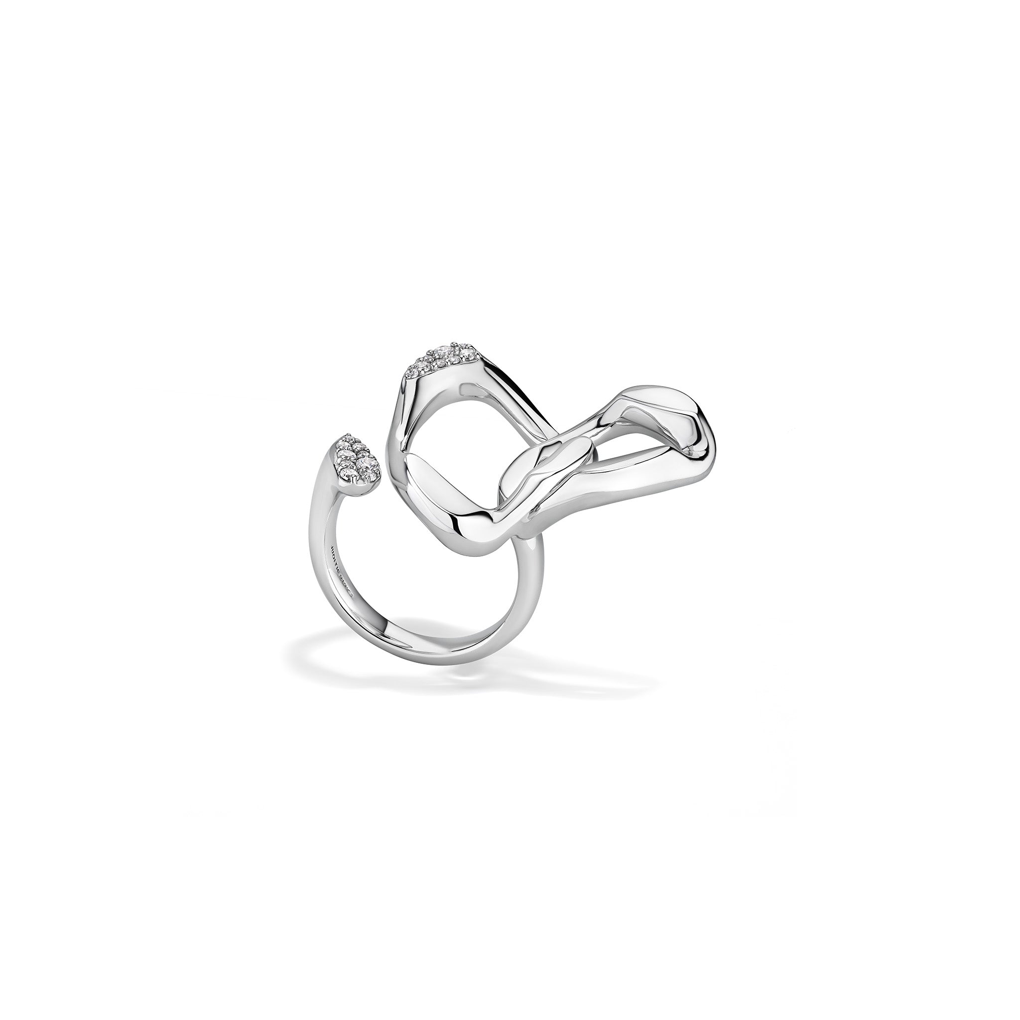 Gaia Two-Finger Ring with Diamonds
