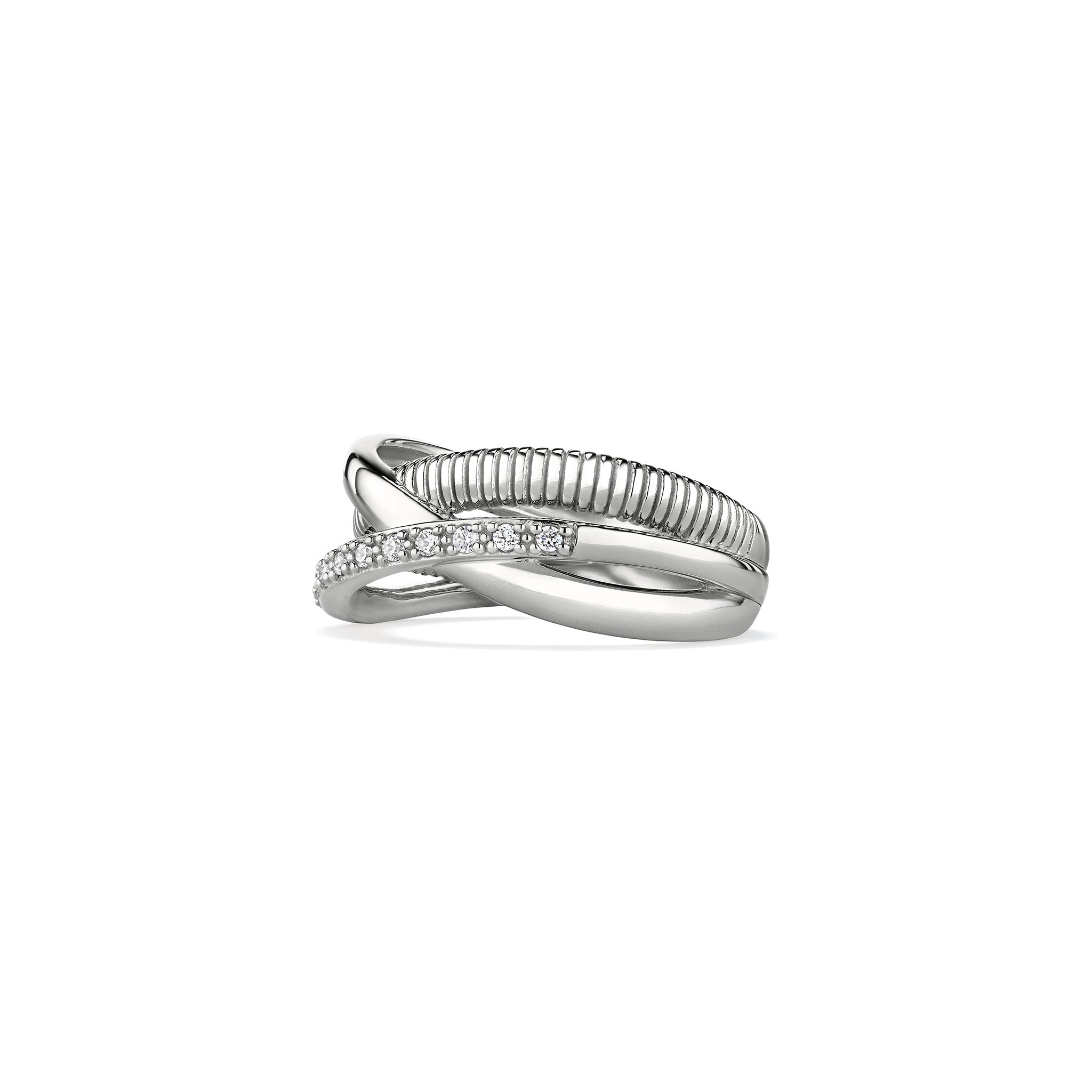 Eternity Three Band Highway Ring with Diamonds