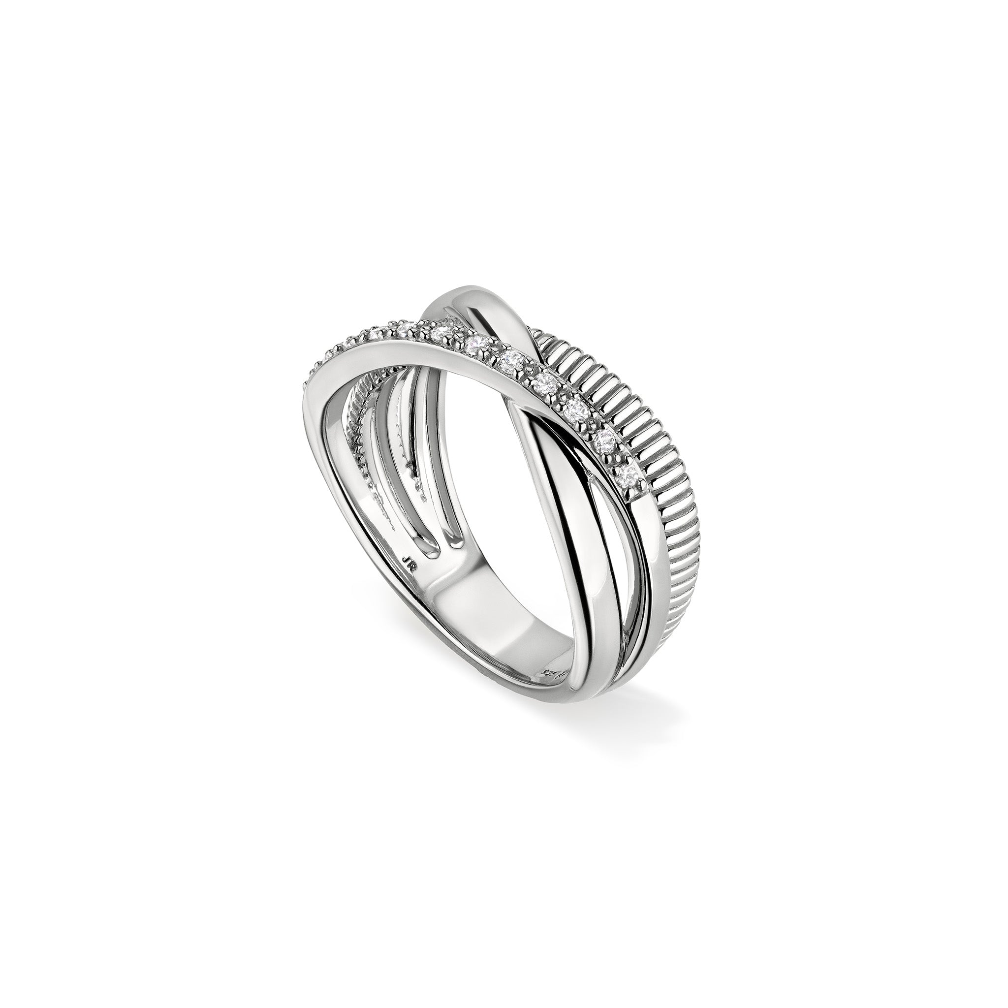 Eternity Three Band Highway Ring with Diamonds