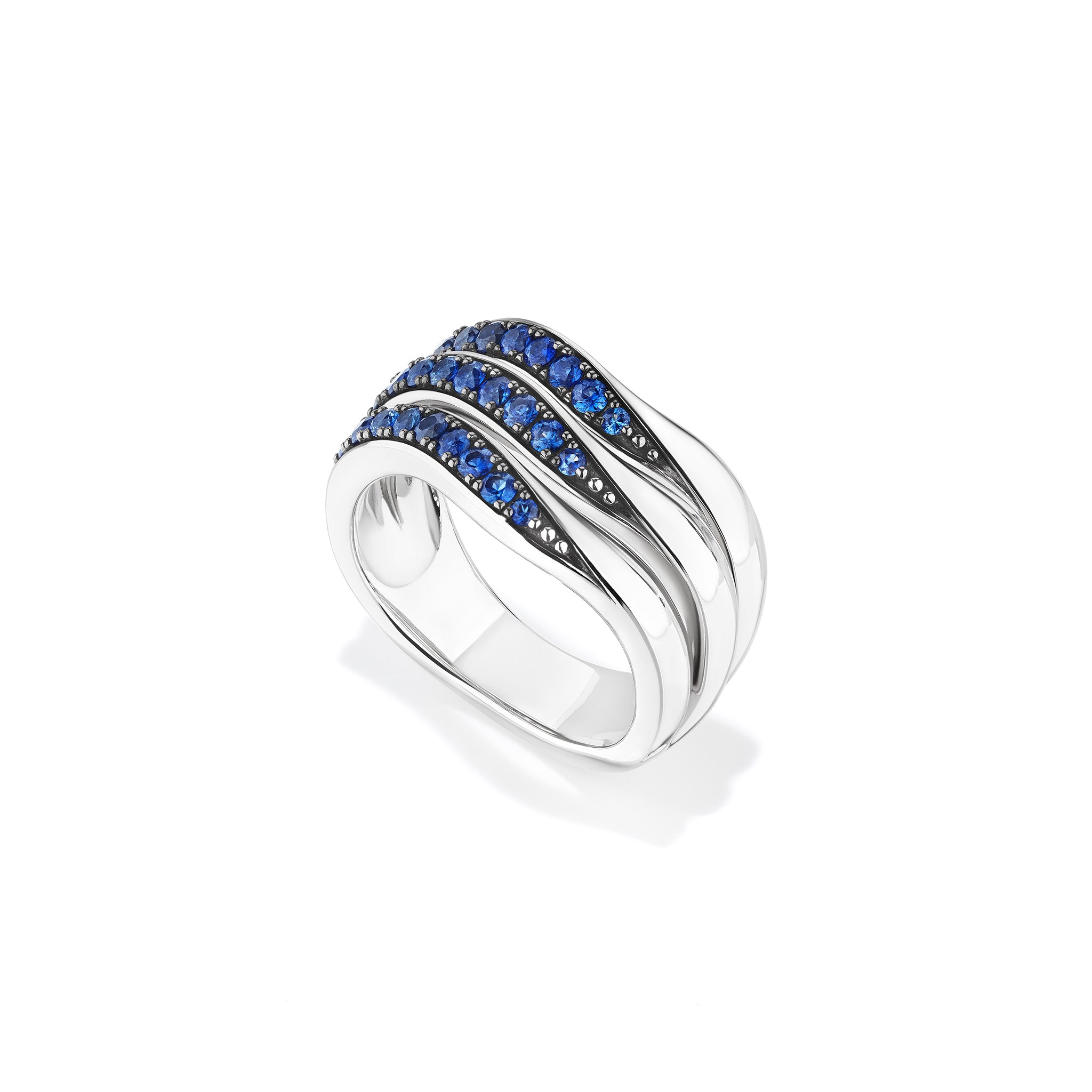 Nova Three Band Ring with Blue Sapphire