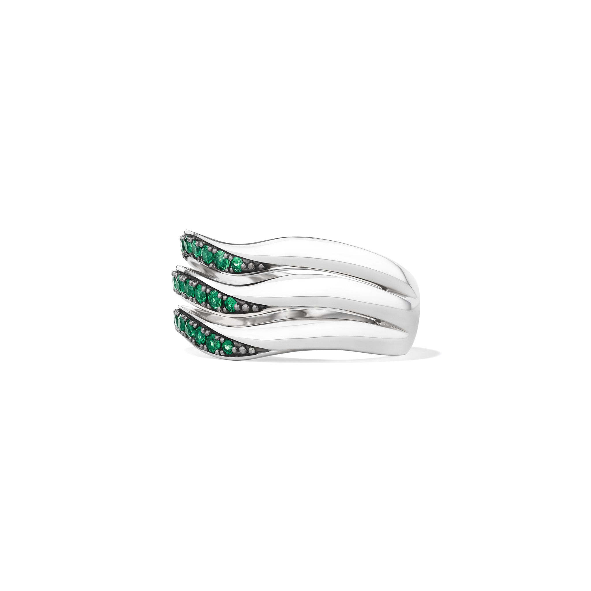 Nova Three Band Ring with Emerald