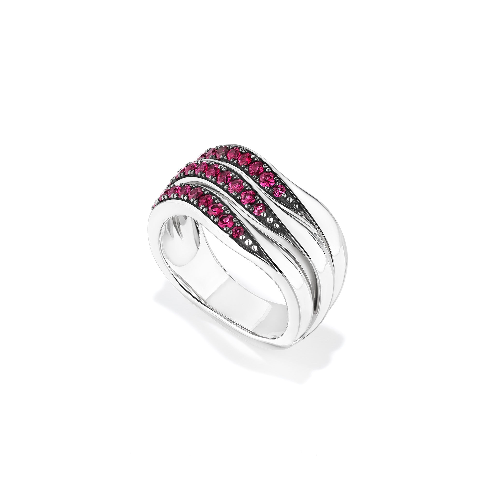 Nova Three Band Ring with Ruby