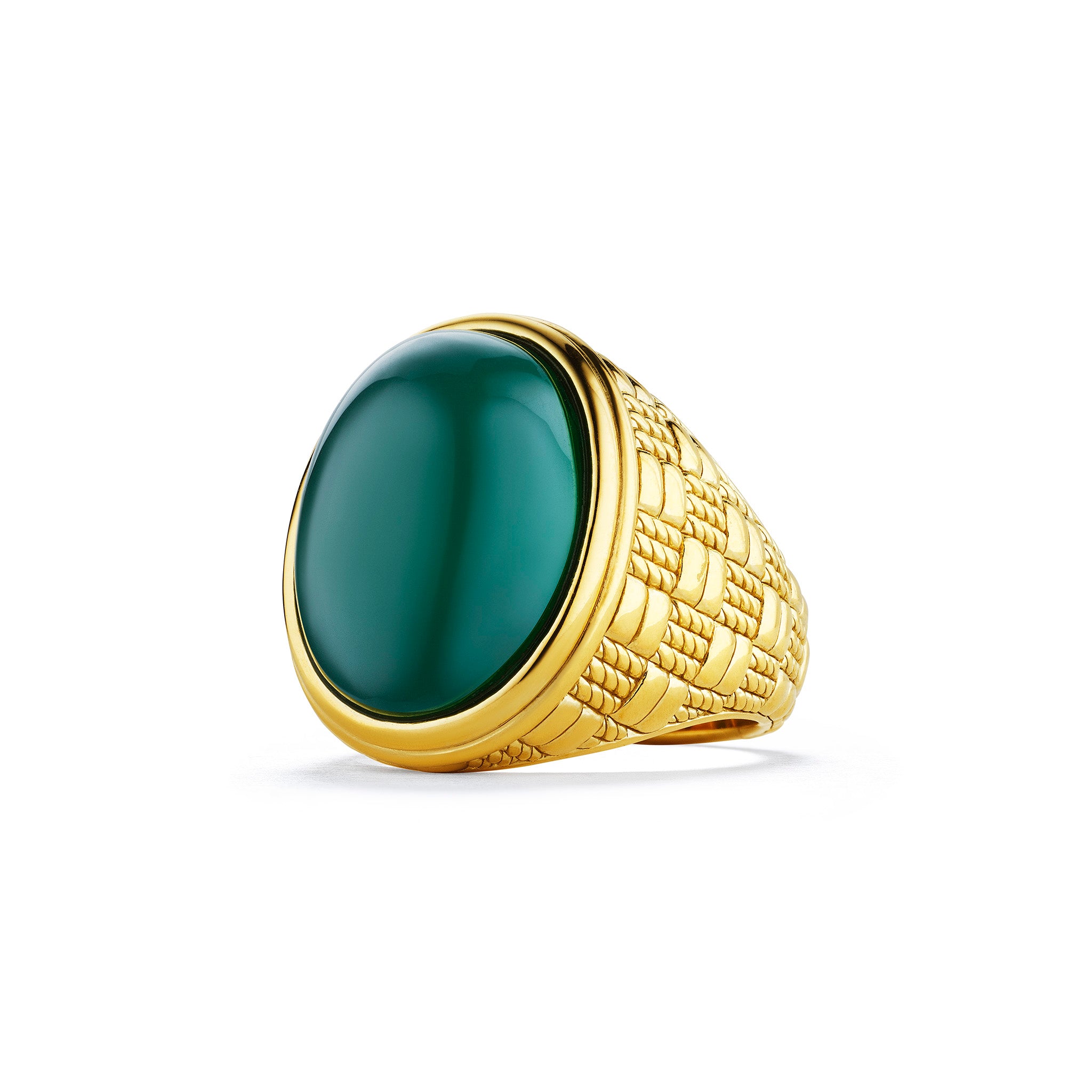 Ocean Reef Ring with Green Chalcedony in 18K Gold Vermeil