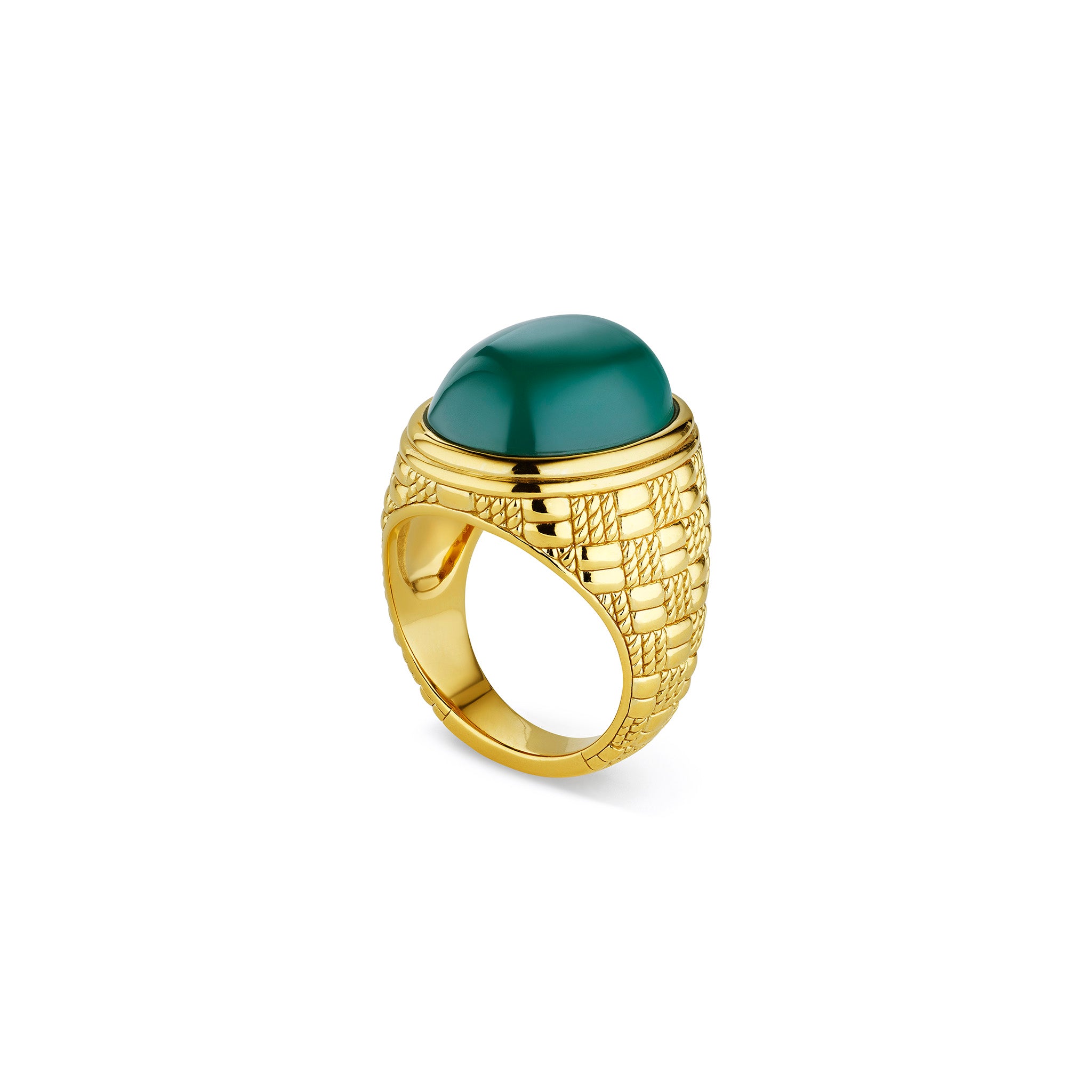 Ocean Reef Ring with Green Chalcedony in 18K Gold Vermeil