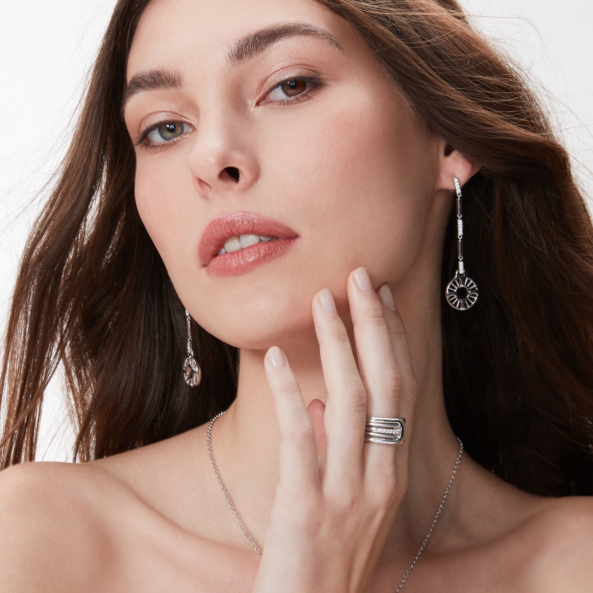Cielo Linear Drop Earrings with Diamonds