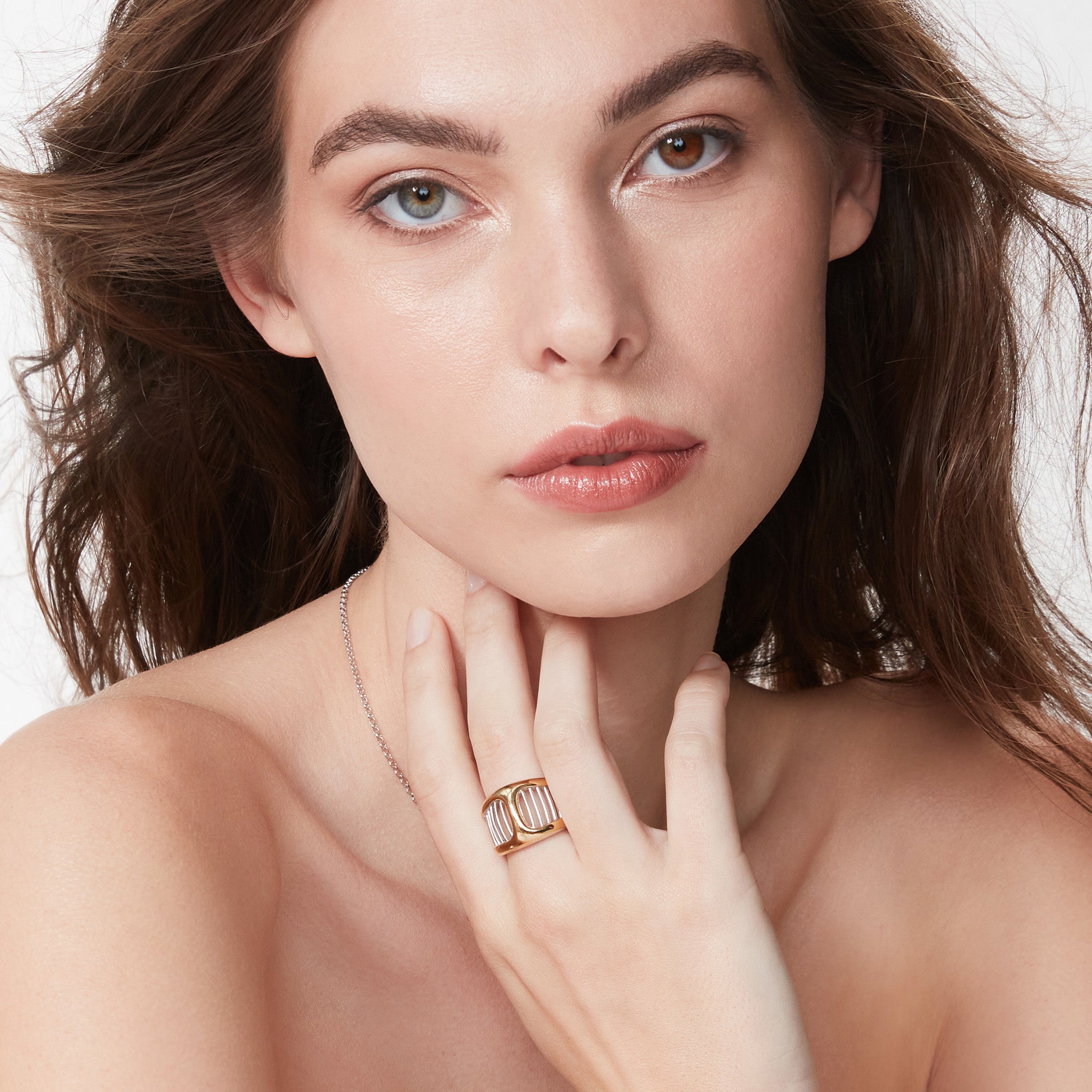 Cielo Wide Band Ring with 18K Gold