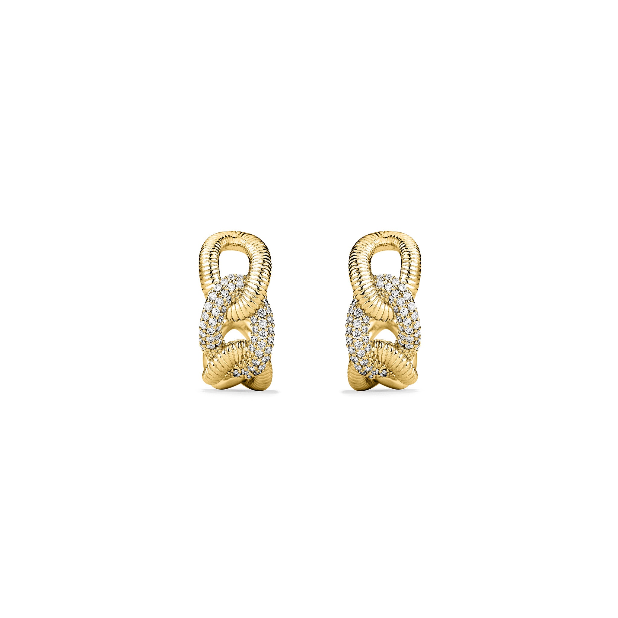 Eternity Interlocking Link Hoop Earrings with Diamonds in 18K