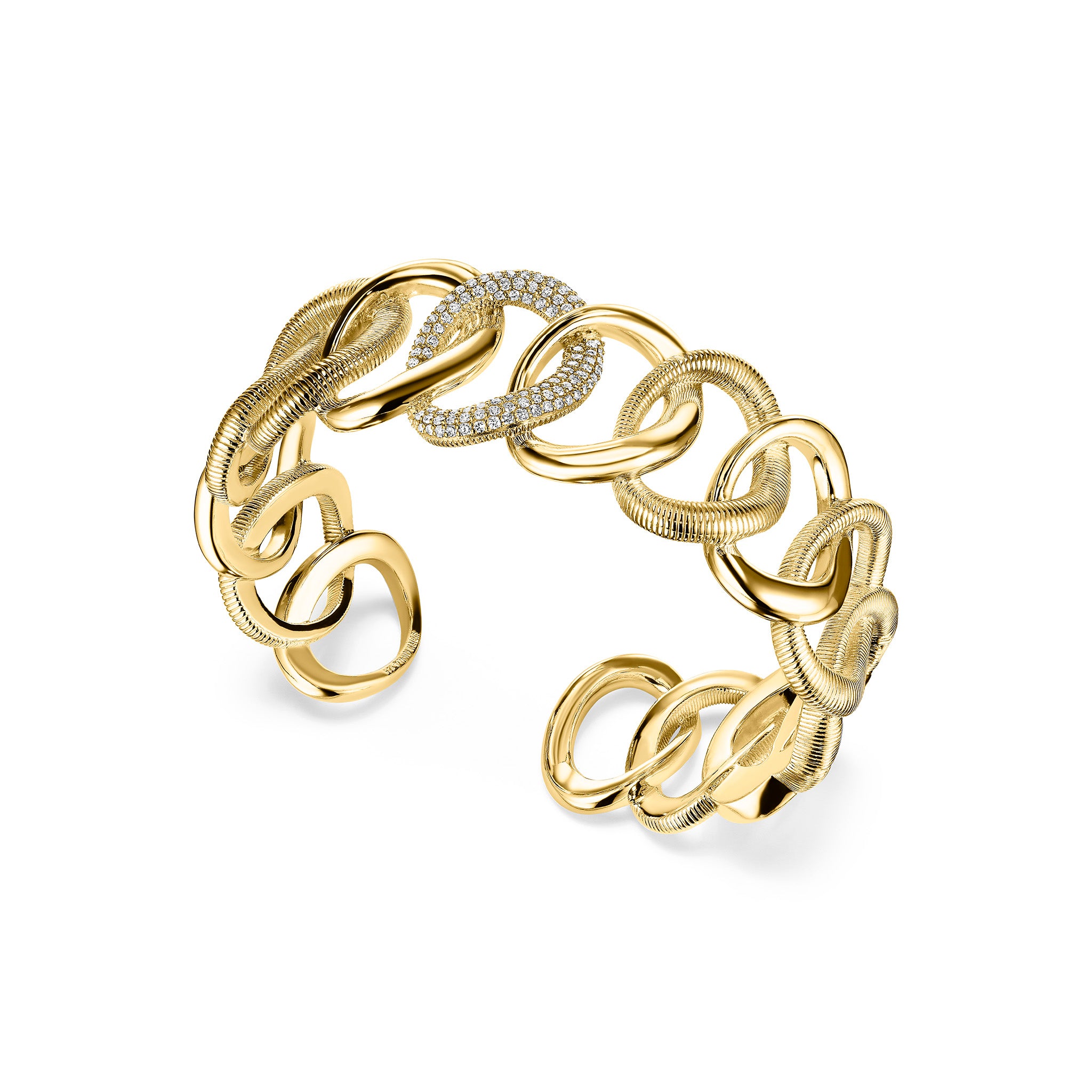 Eternity Interlocking Link Cuff with Diamonds in 18K