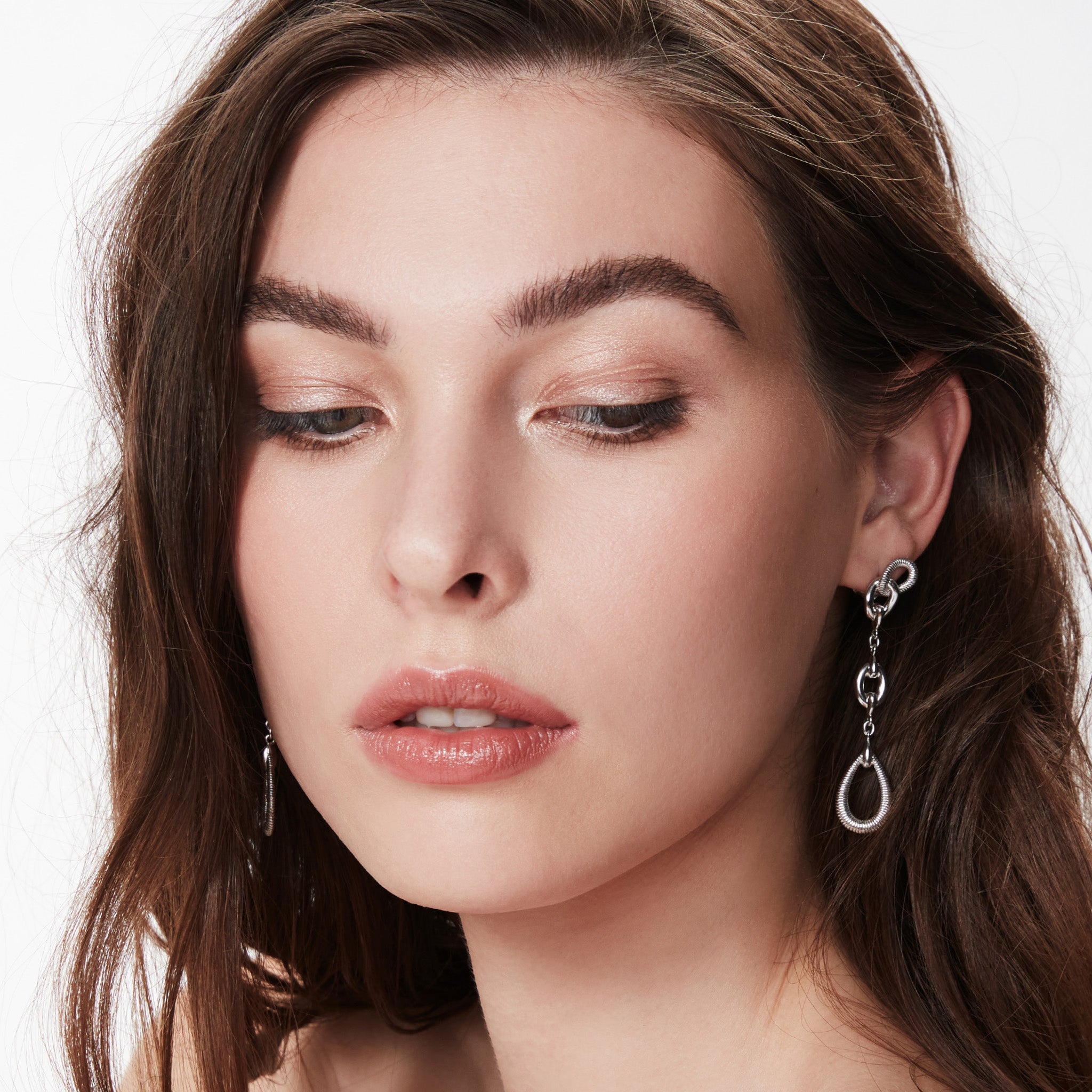 Eternity Linear Link Drop Earrings