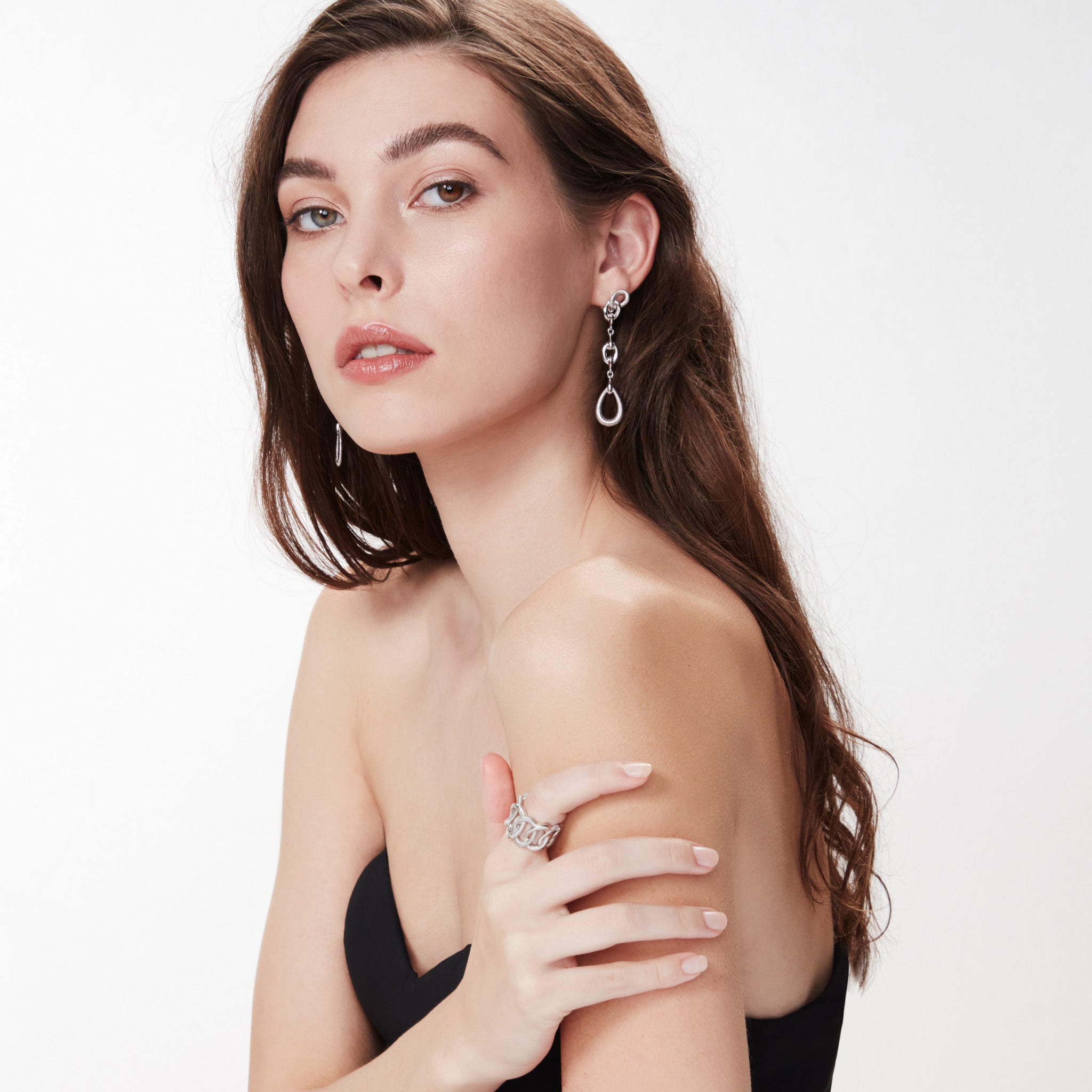 Eternity Linear Link Drop Earrings