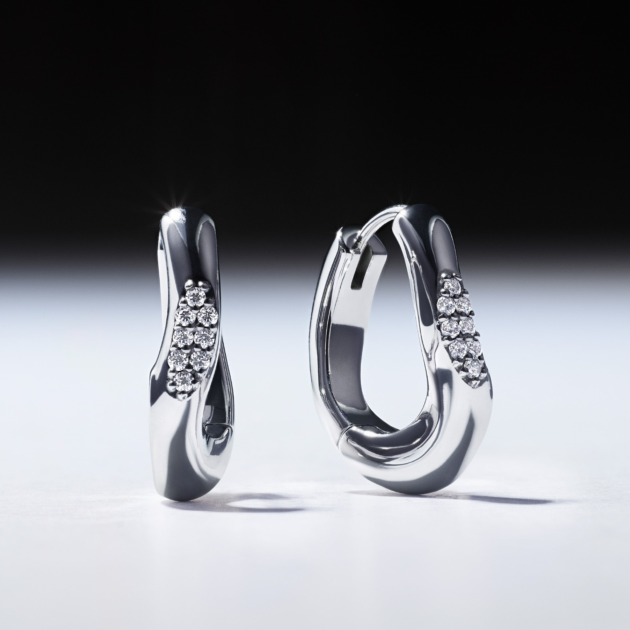 Gaia Huggie Hoop Earrings with Diamonds