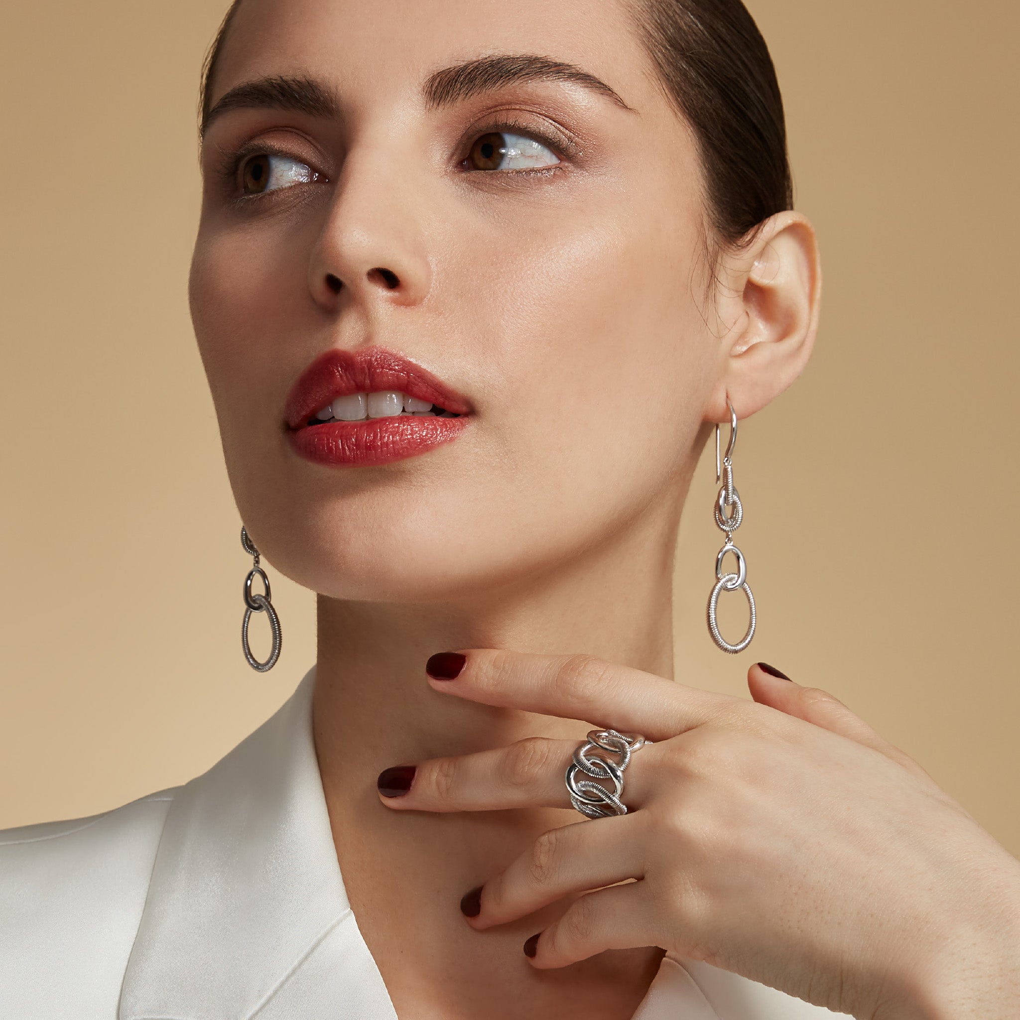 Eternity Interlocking Knot Double Drop Hoop Earrings