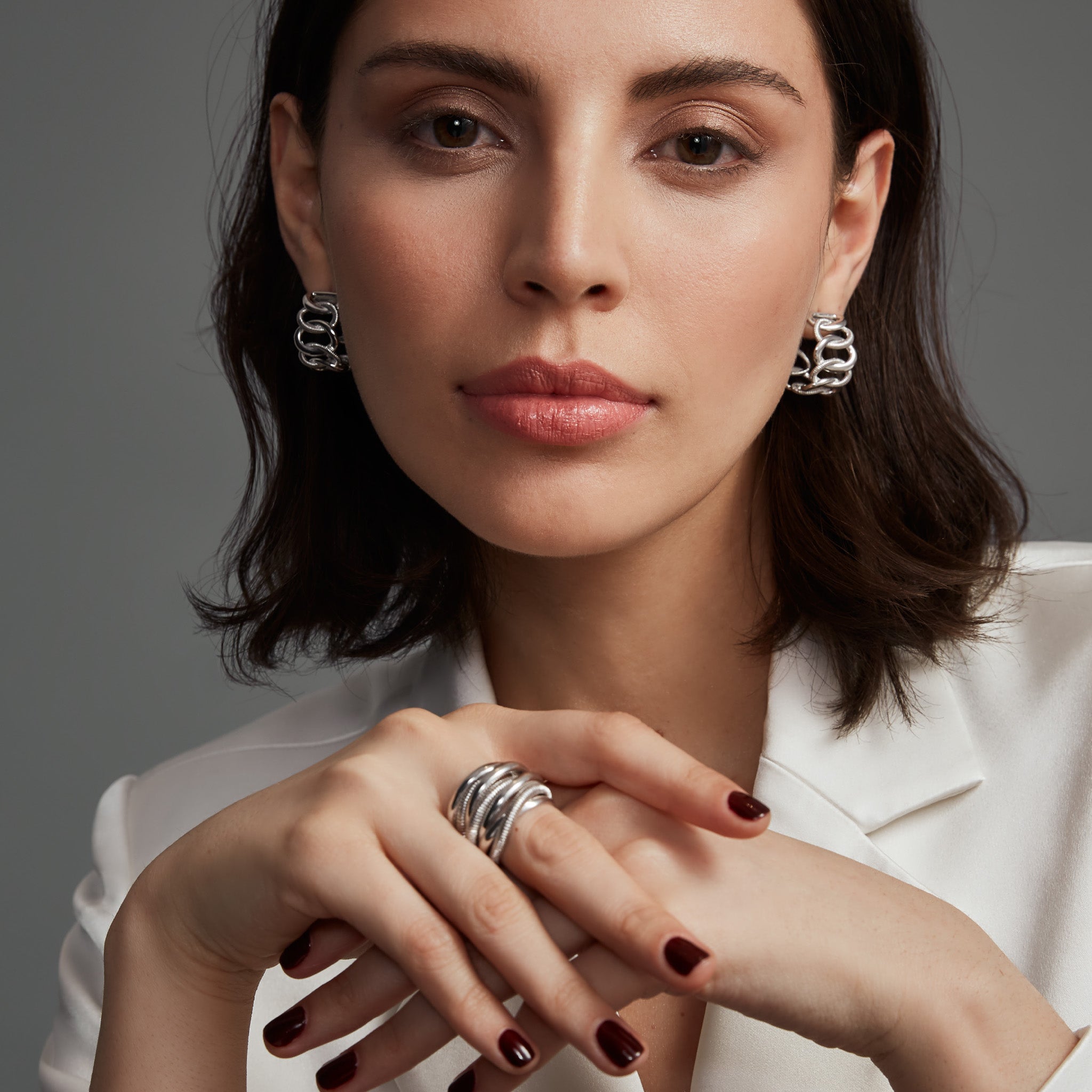 Eternity Interlocking Wide Link Hoop Earrings