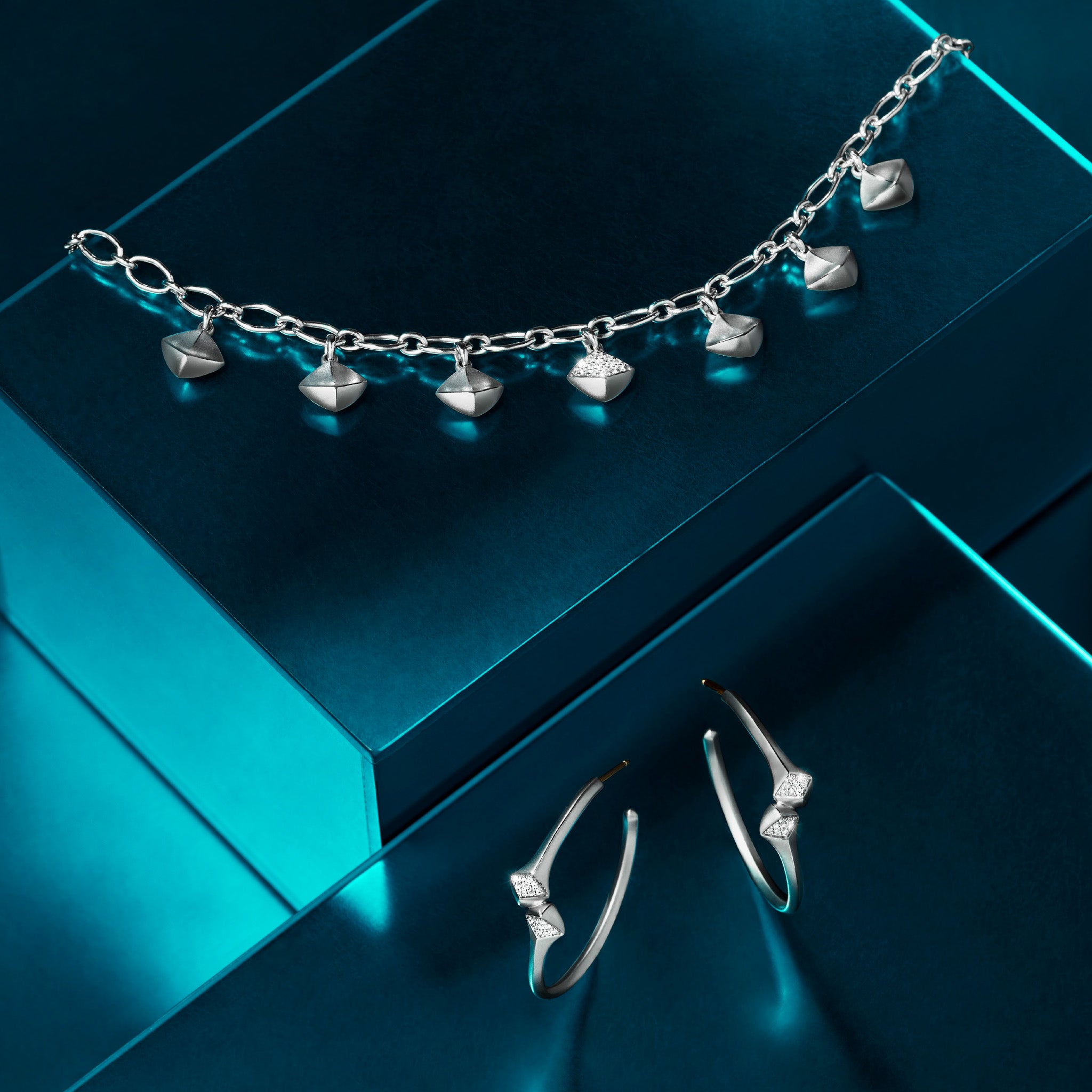 Iris Hoop Earrings with Diamonds