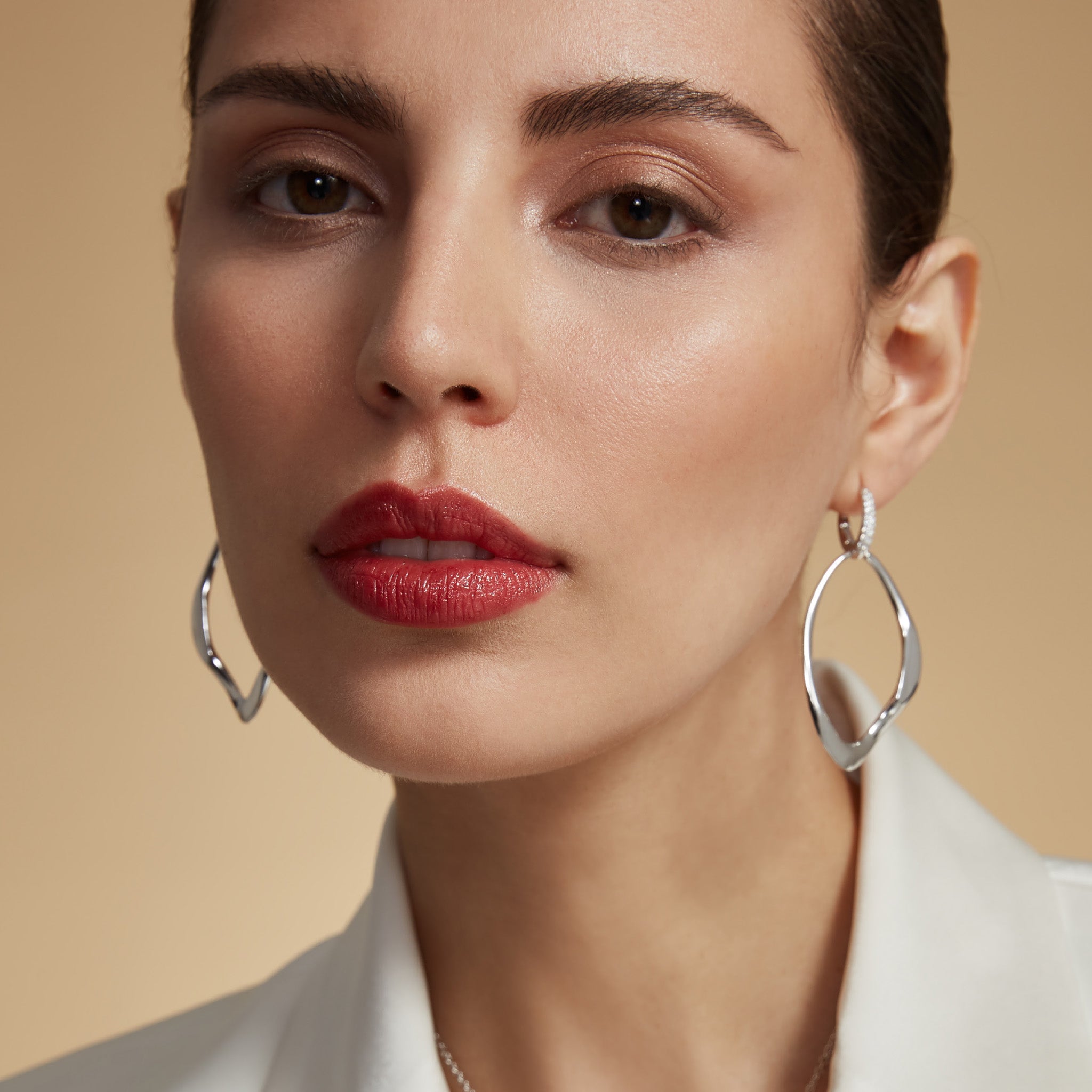 Gaia Drop Hoop Earrings with Diamonds