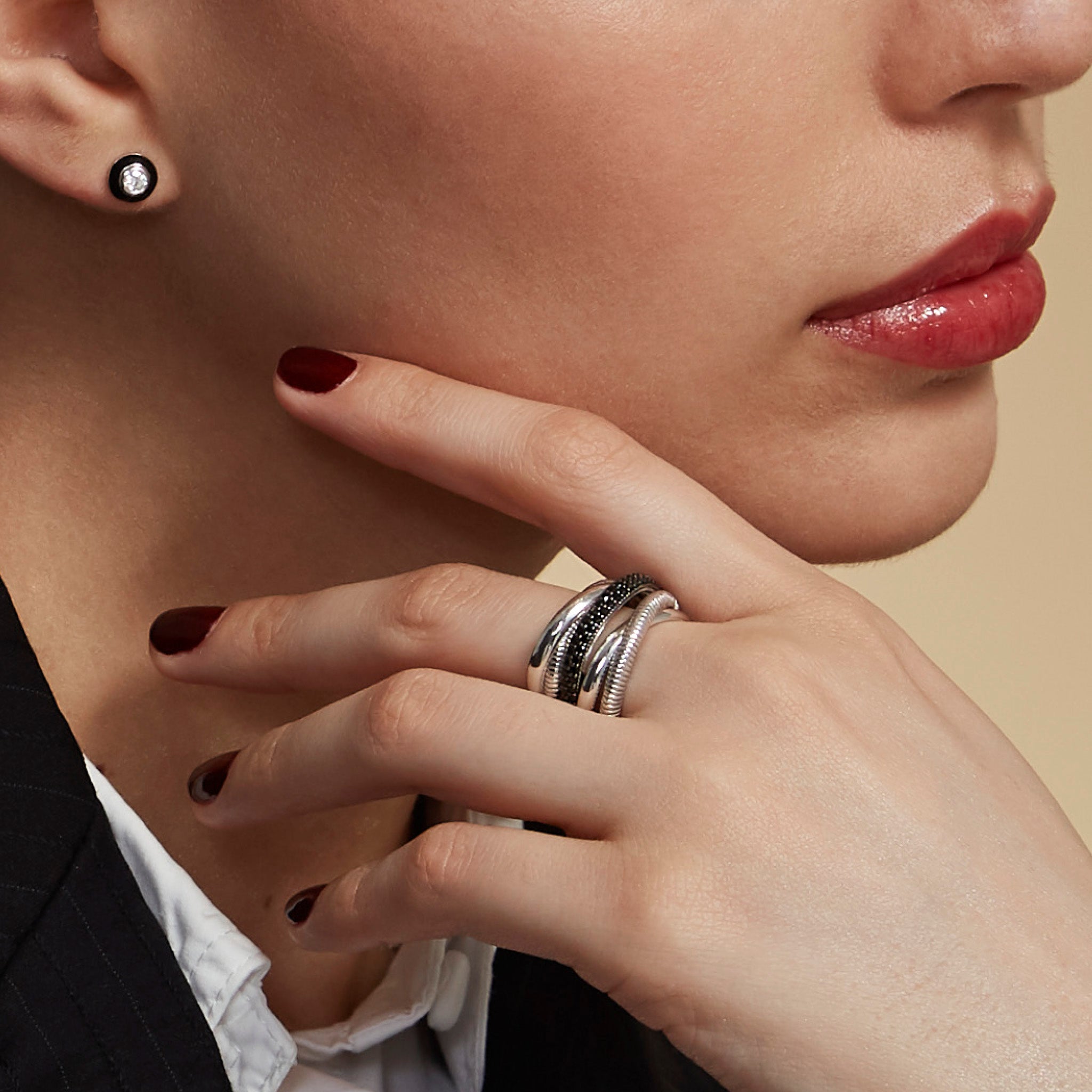 Adrienne Stud Earrings with Enamel and Diamonds